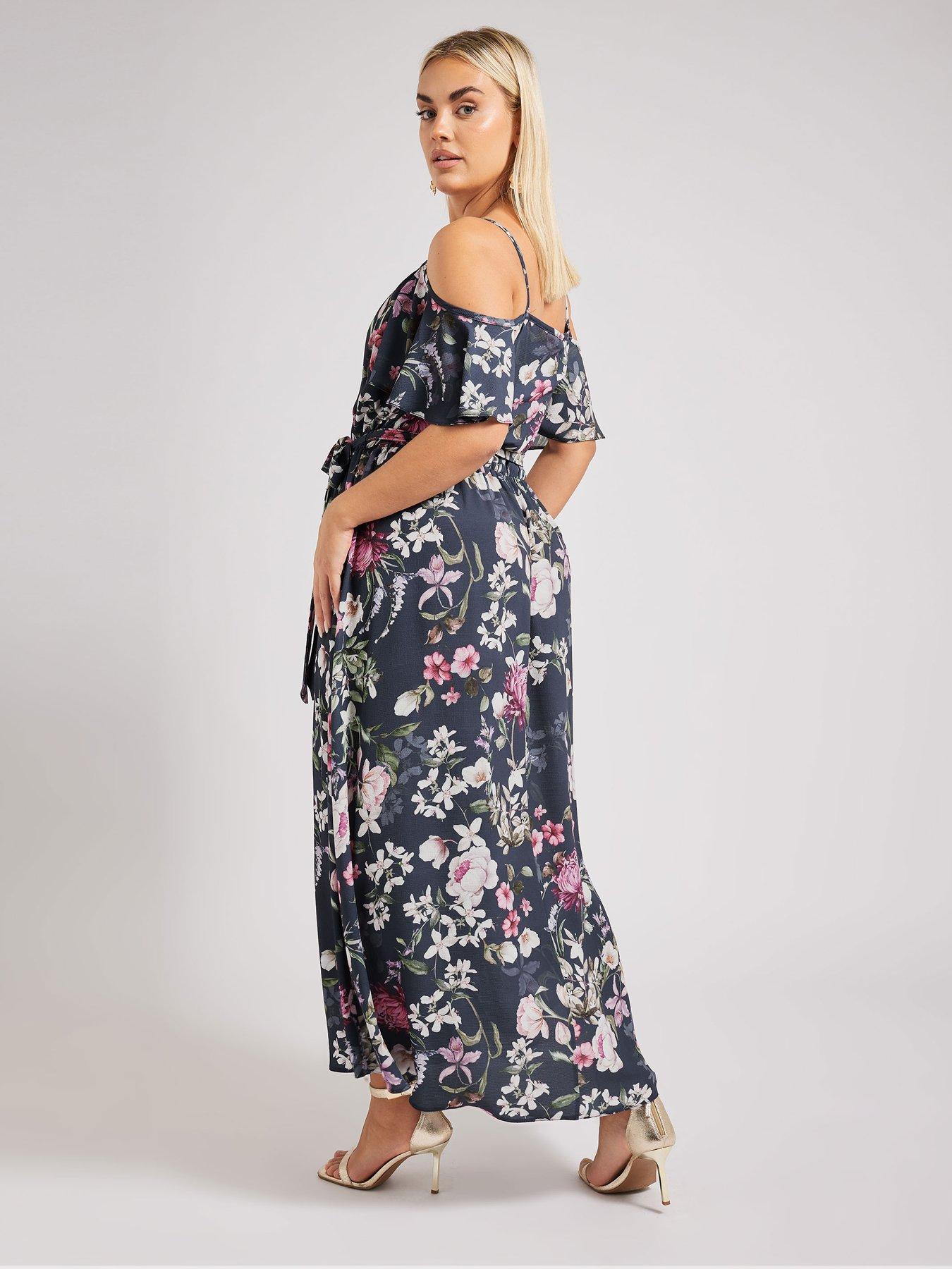 yours-curve-floral-cold-shoulder-wrap-maxistillFront