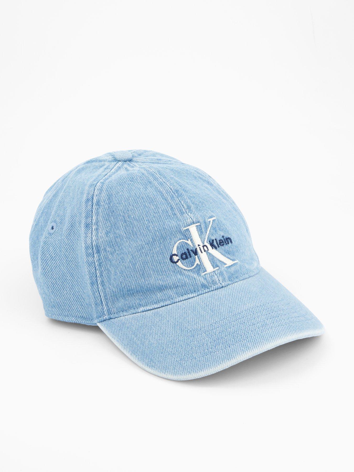 Image 1 of 4 of Calvin Klein Monologo Embroidered Denim Cap - Light Wash
