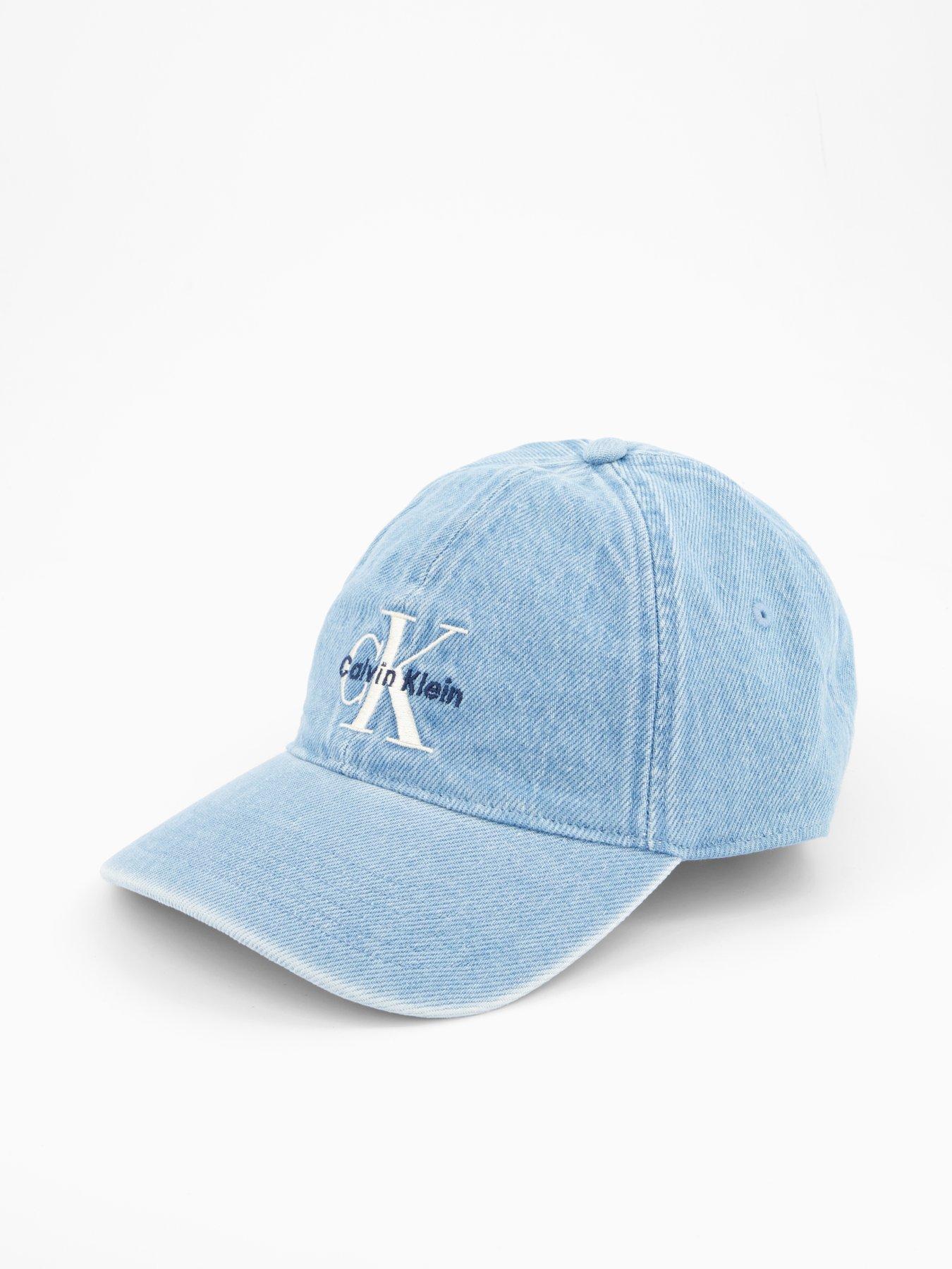 Image 2 of 4 of Calvin Klein Monologo Embroidered Denim Cap - Light Wash