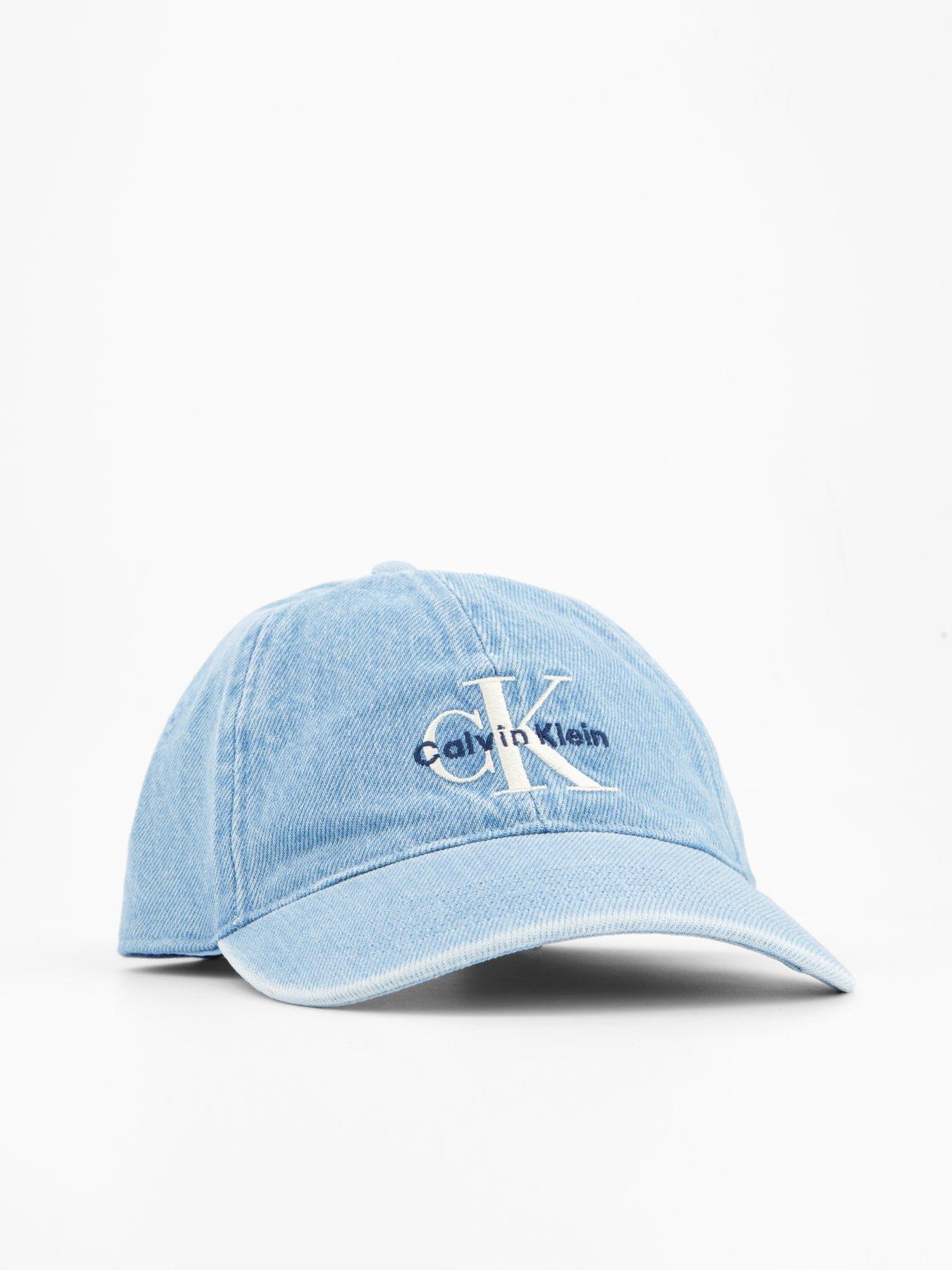 Image 3 of 4 of Calvin Klein Monologo Embroidered Denim Cap - Light Wash