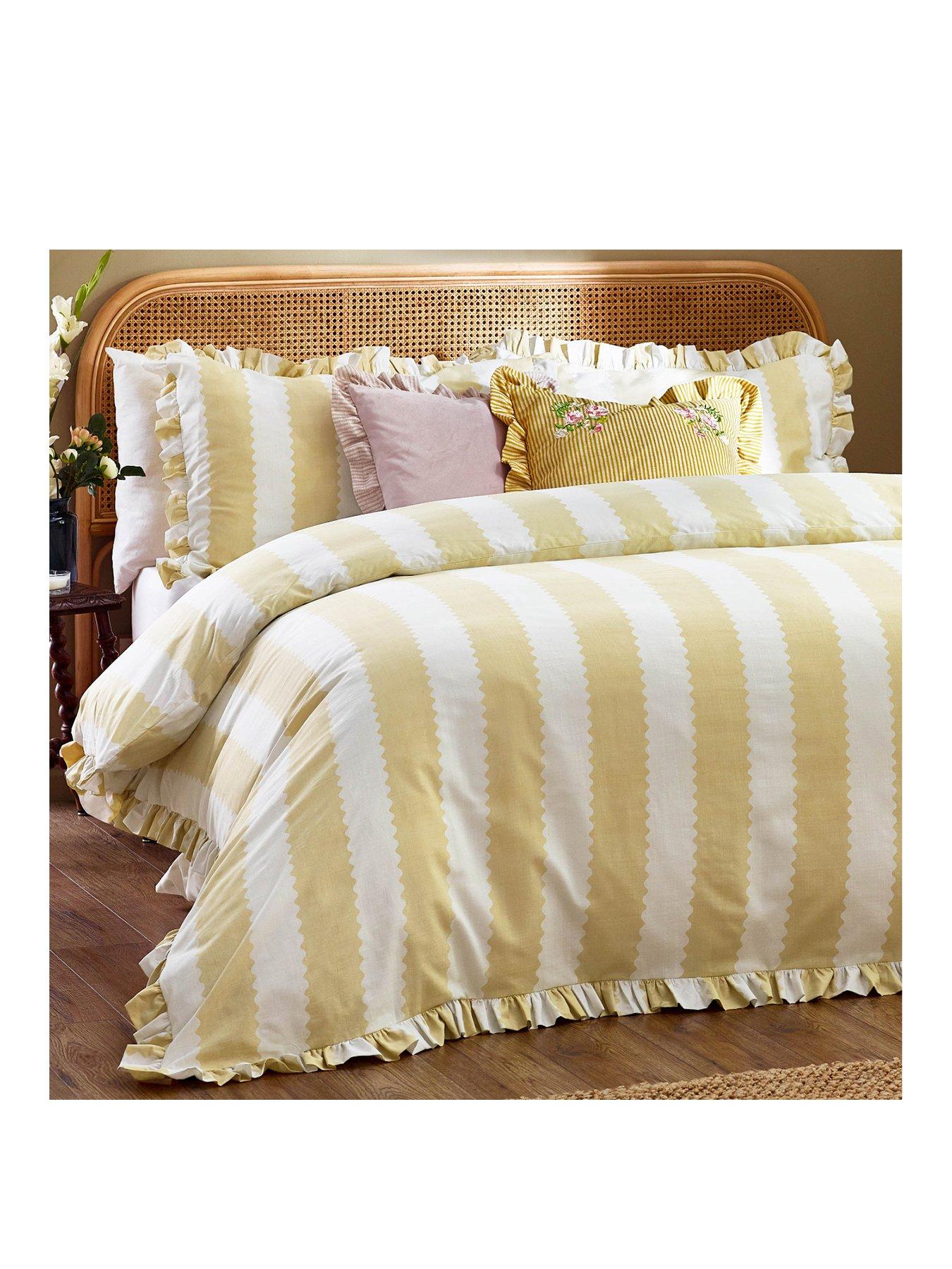 Image 2 of 3 of Wylder Birdie Stripe Duvet Cover Set in Yellow