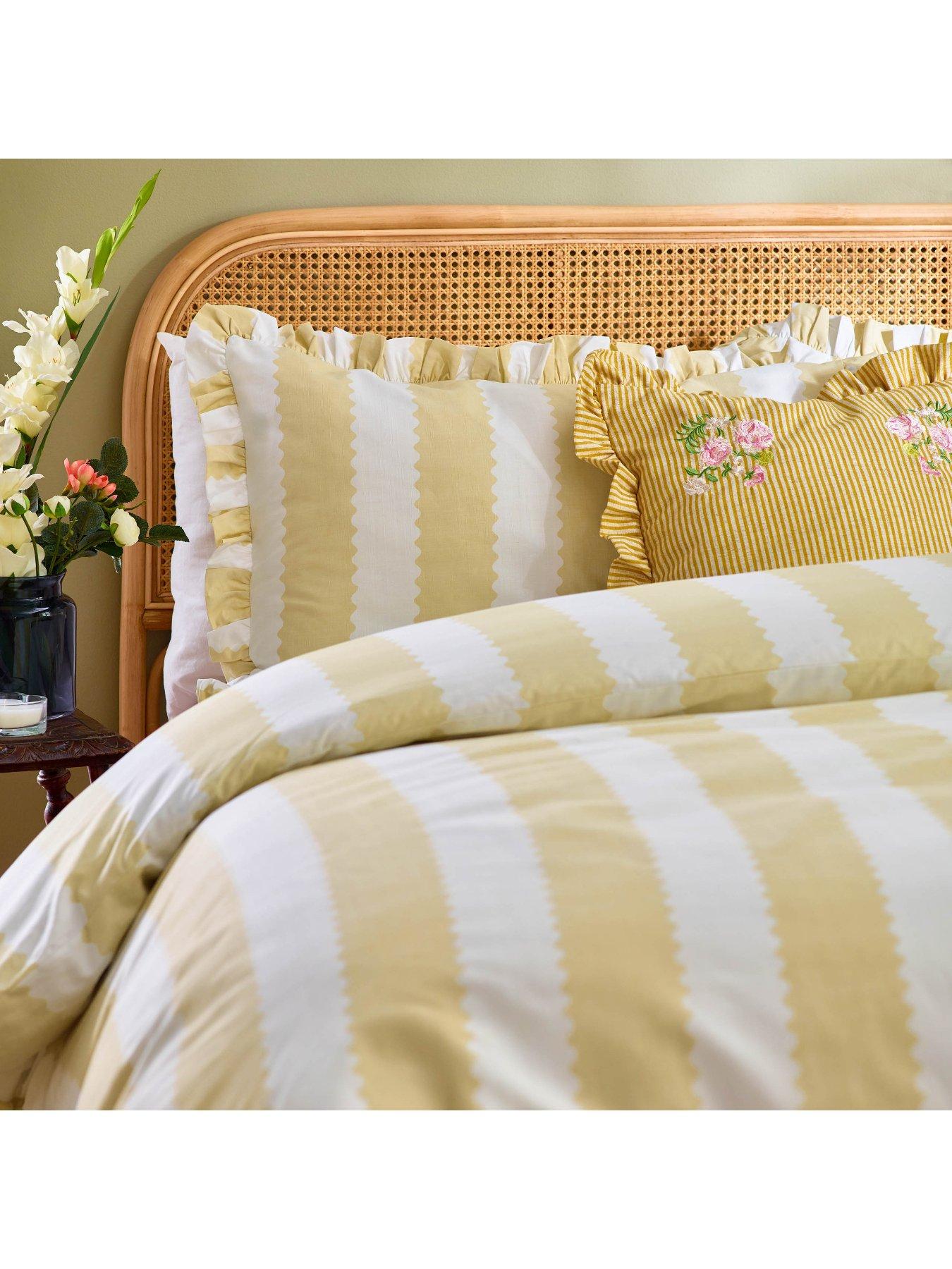 Image 3 of 3 of Wylder Birdie Stripe Duvet Cover Set in Yellow