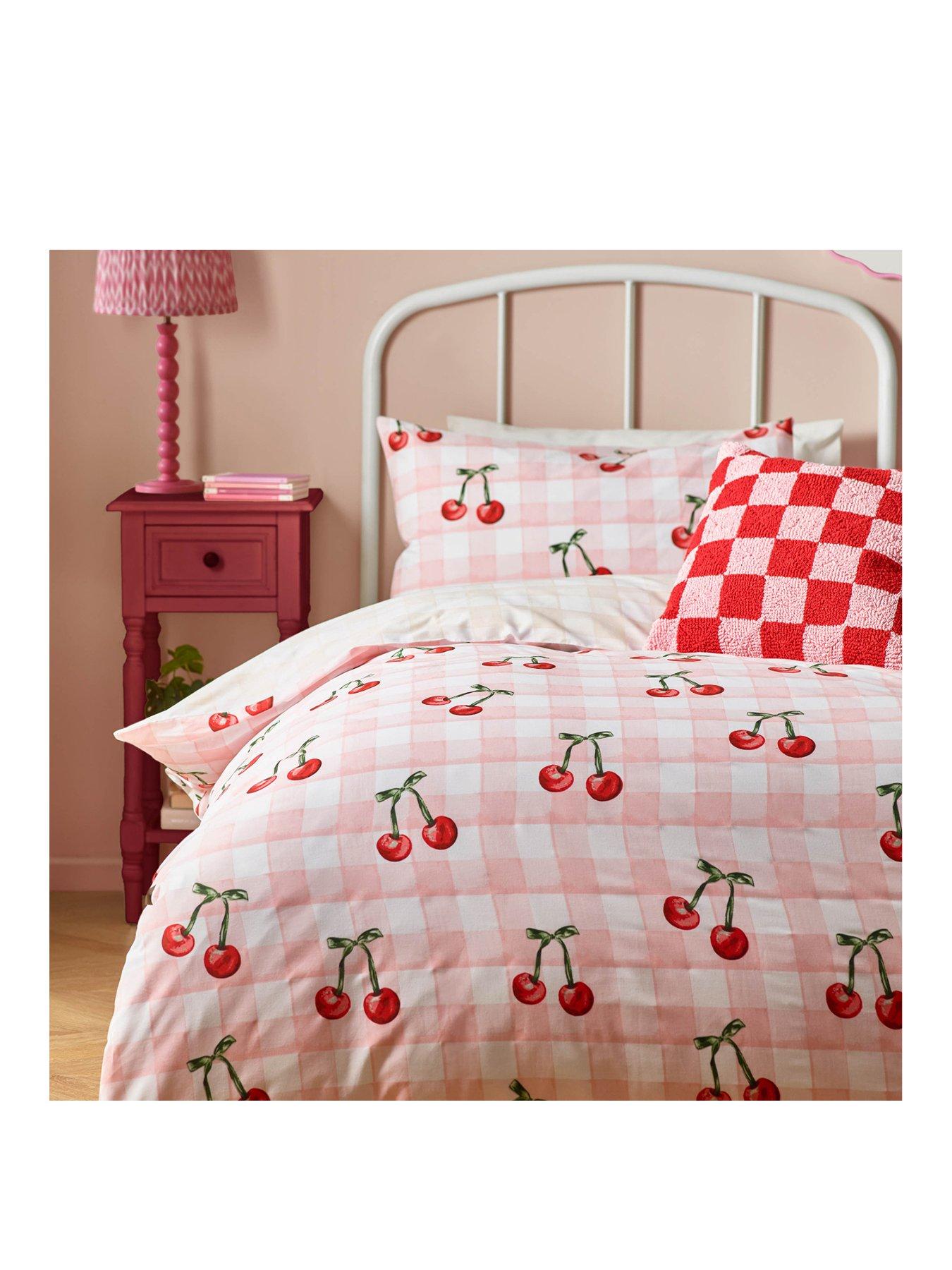Image 2 of 3 of Heya Home Cherry Gingham Duvet Set- Single