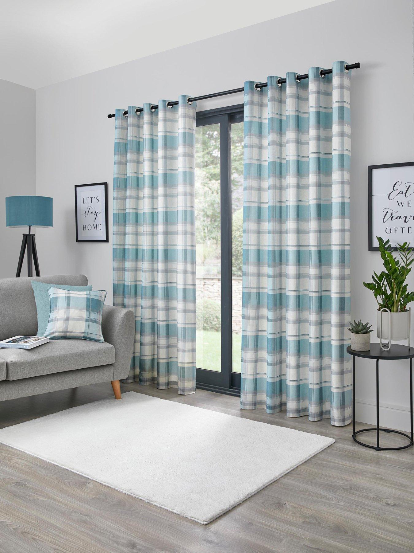 fusion-fusion-balmoral-check-allover-check-print-pair-of-eyelet-curtains