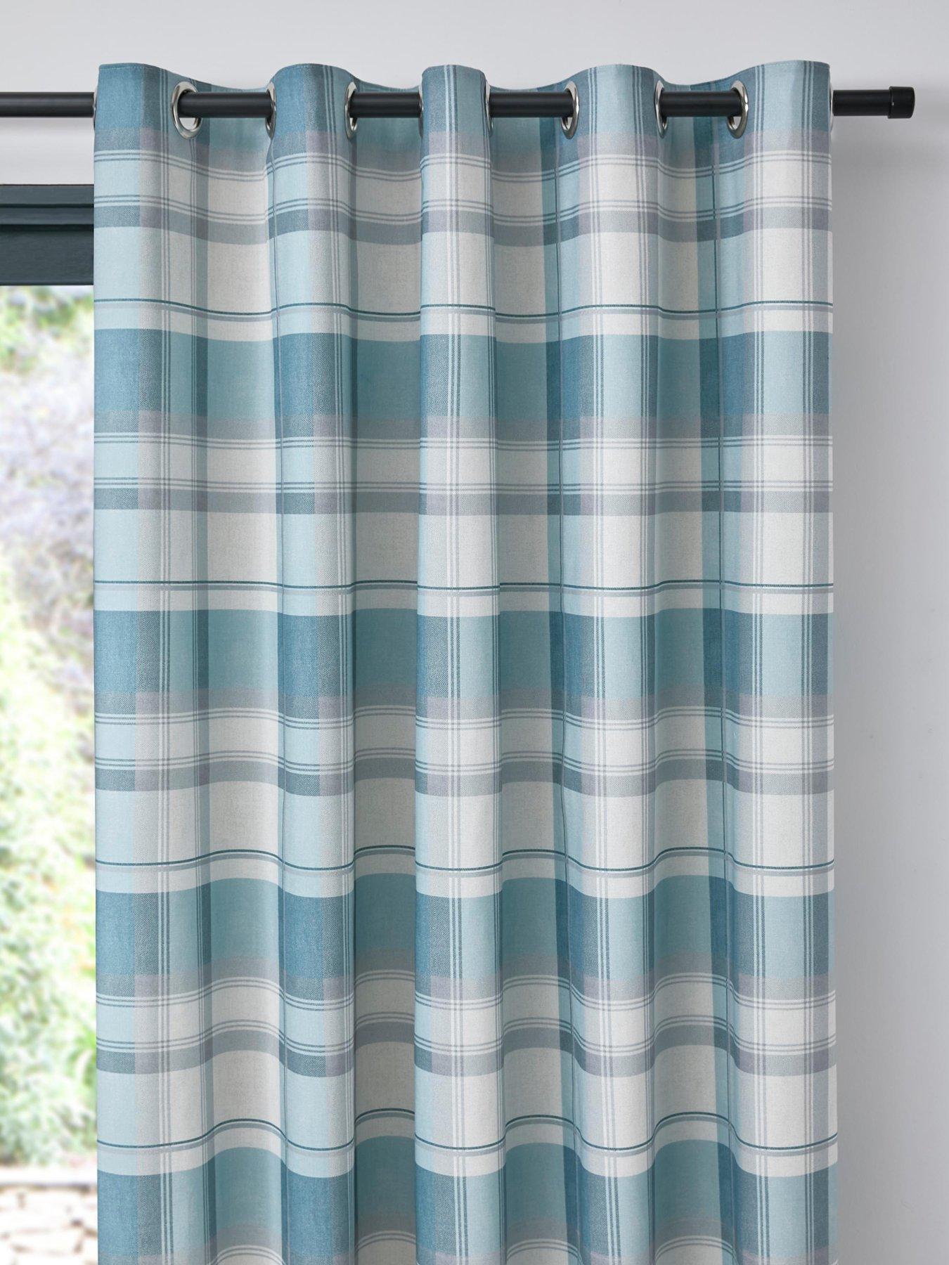 Image 2 of 3 of Fusion Fusion Balmoral Check Allover Check Print Pair Of Eyelet Curtains