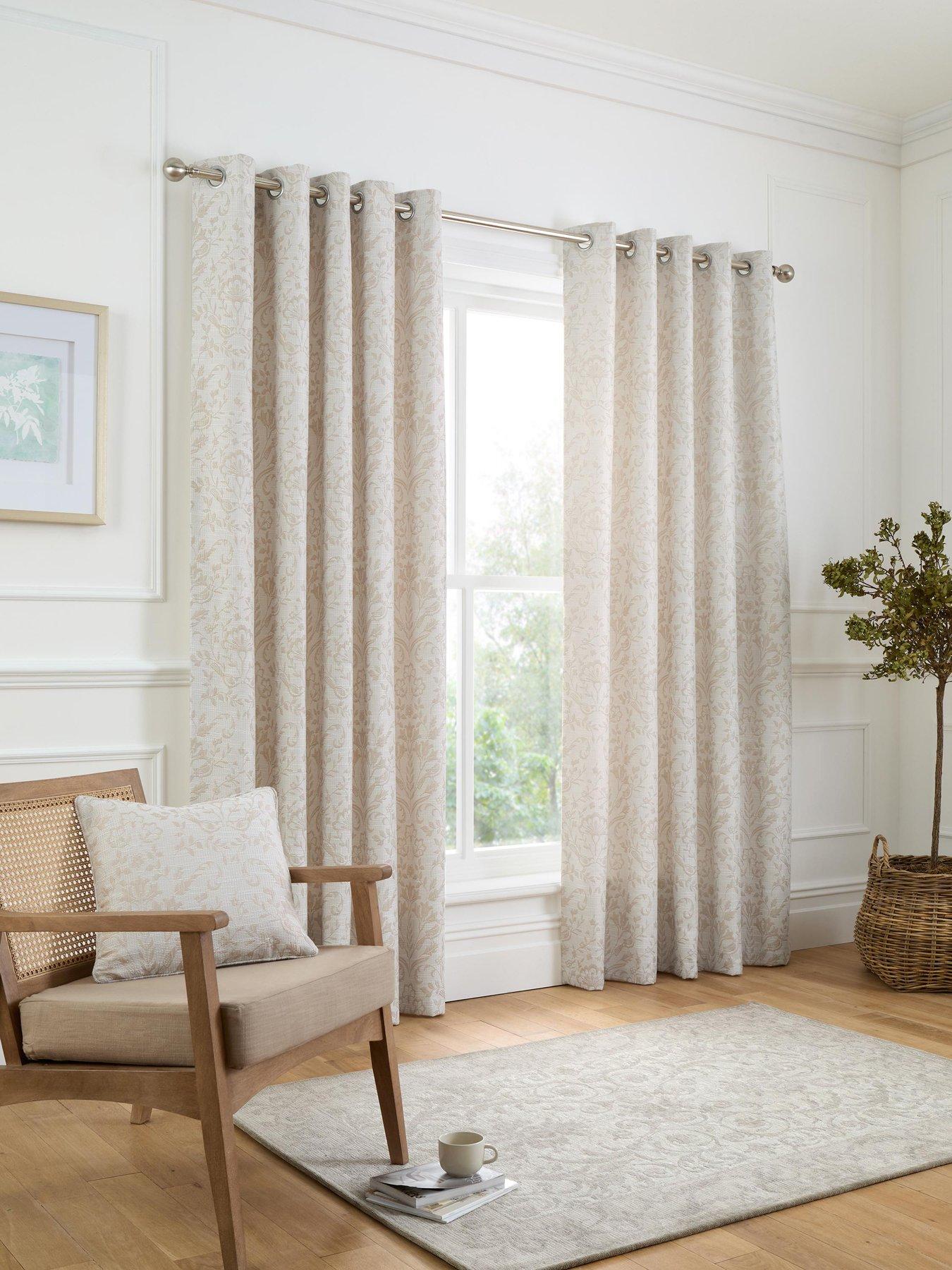 undefined Curtina Marple Woven Bird  &  Stems Thermal Pair Of Eyelet Curtains
