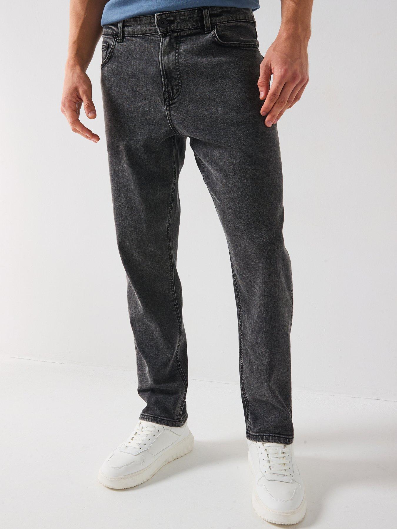 Very Man Premium Straight Tapered Jeans With Stretch - Black Wash