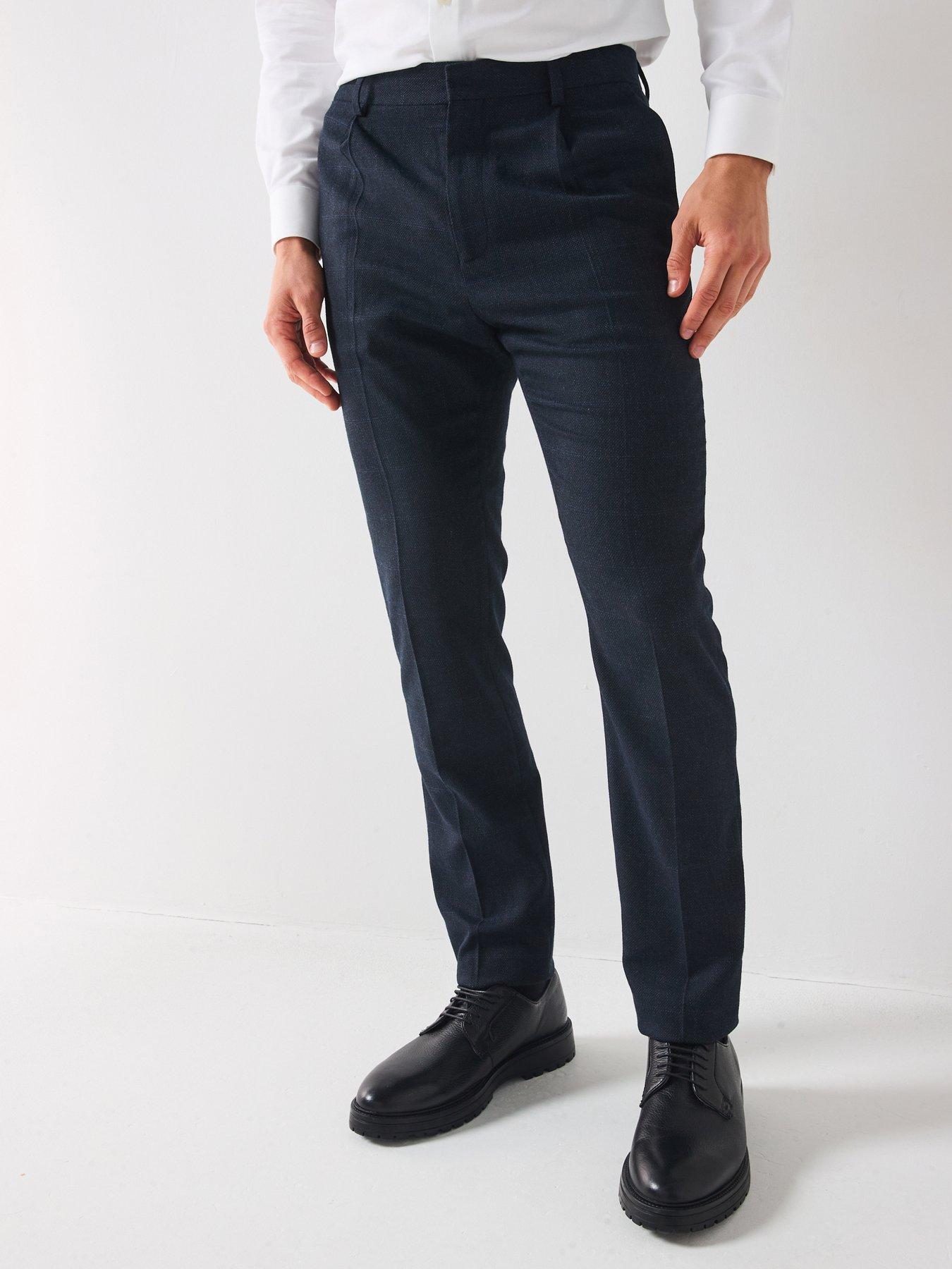 very-man-tapered-fit-textured-windowpane-check-pleated-formal-trouser-navy