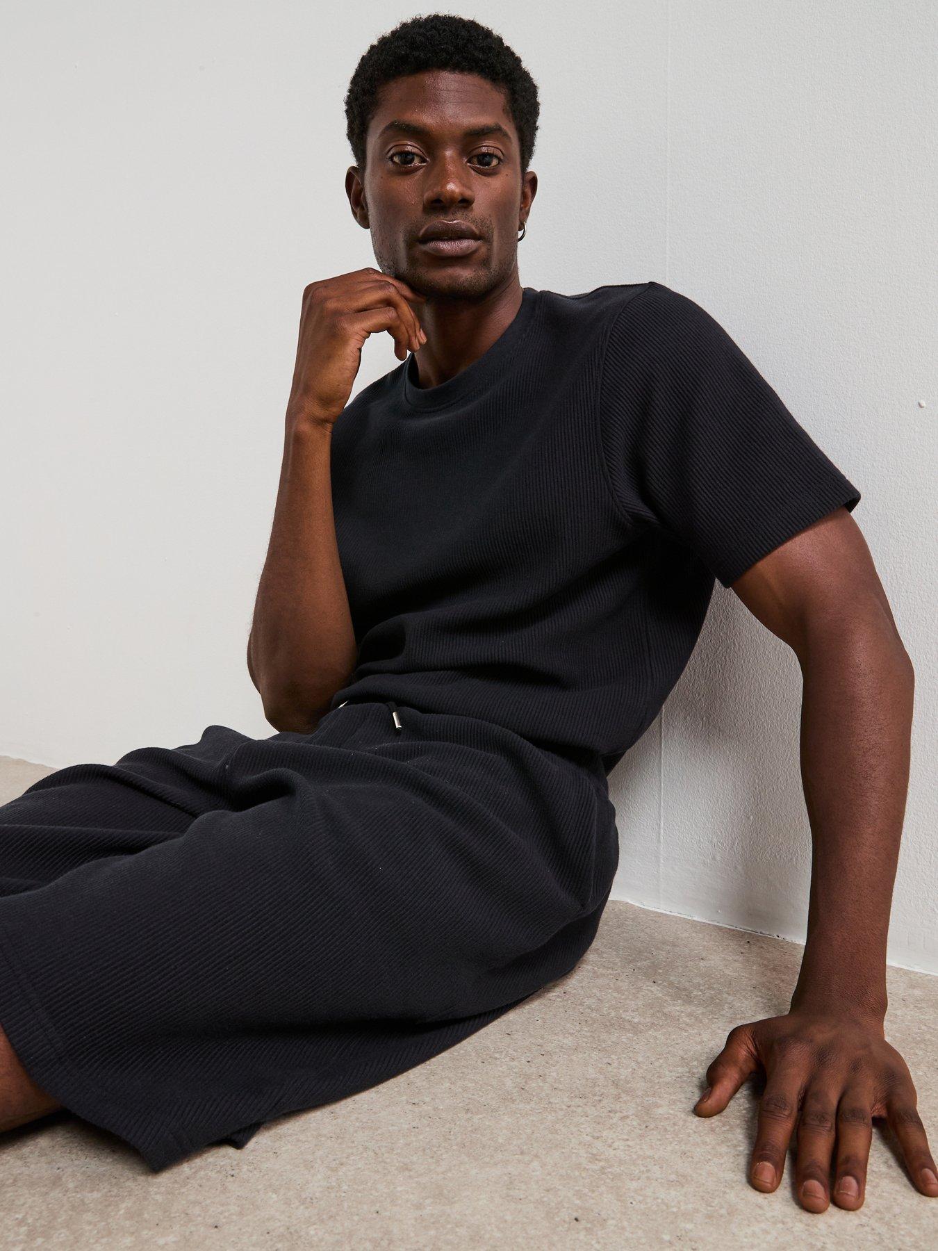 Very Man Pure Cotton Ribbed T-shirt - Black