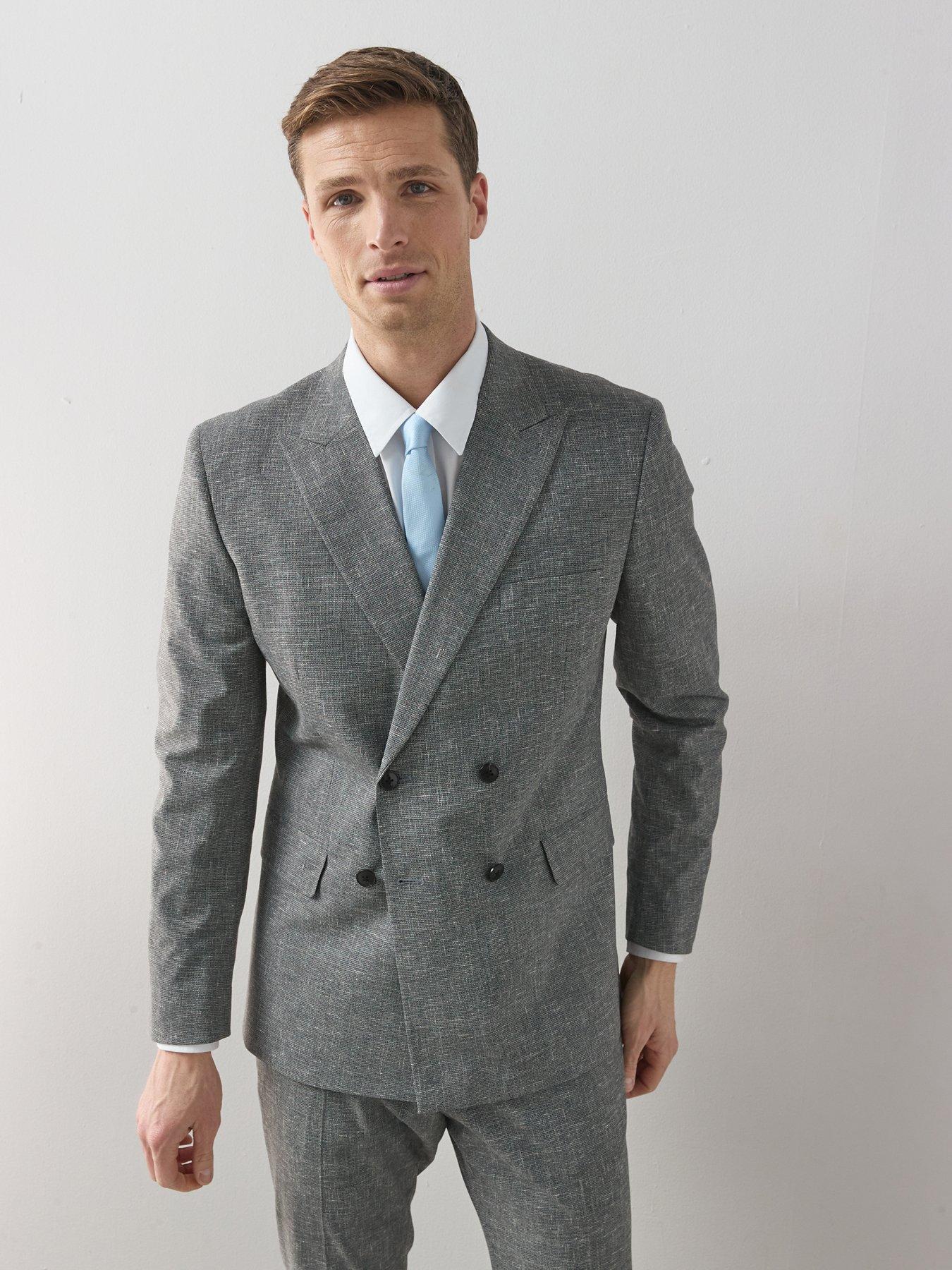 very-man-slim-fit-peak-lapel-double-breasted-textured-suit-jacket-grey