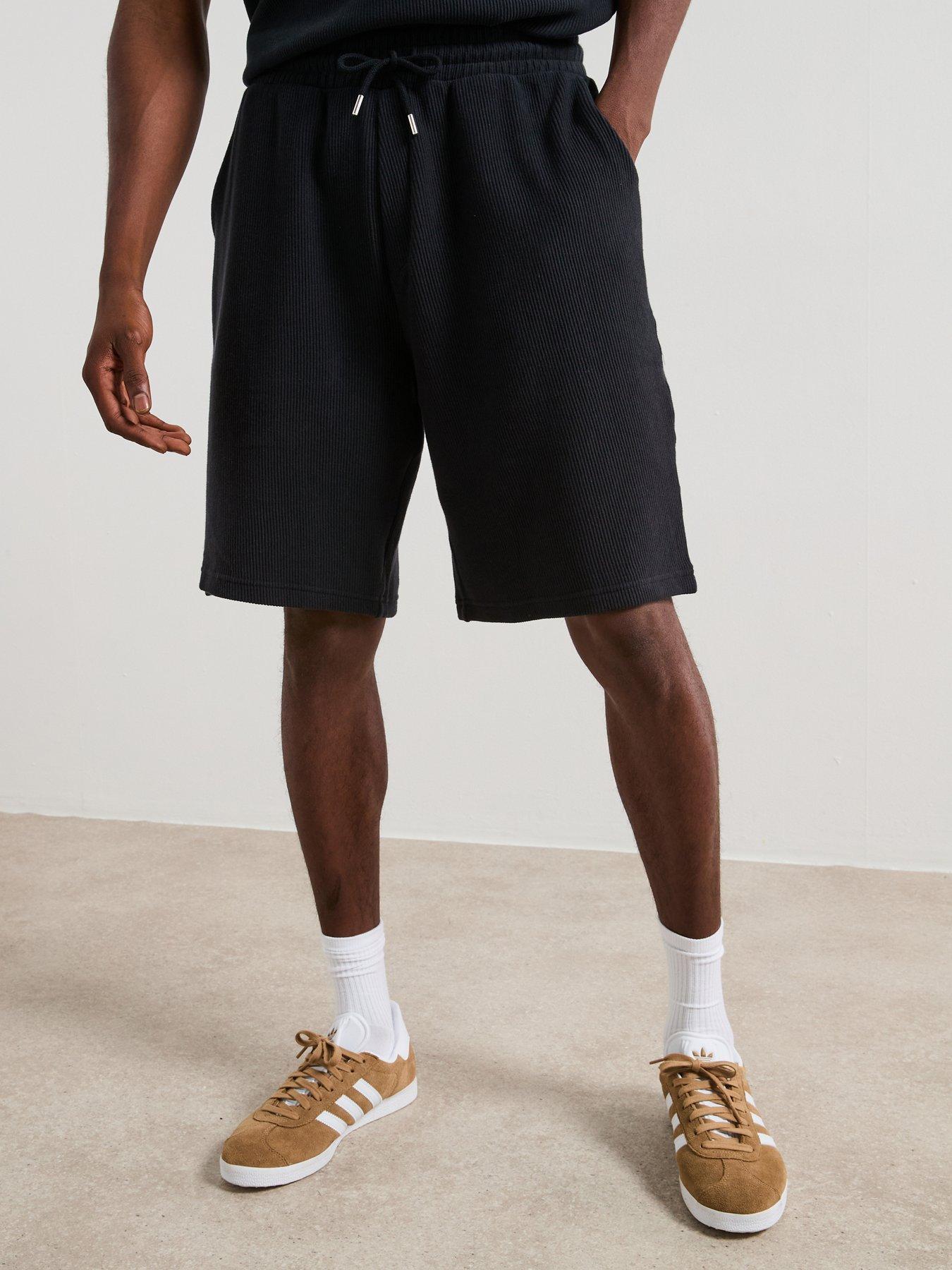 very-man-pure-cotton-ribbed-shorts-black