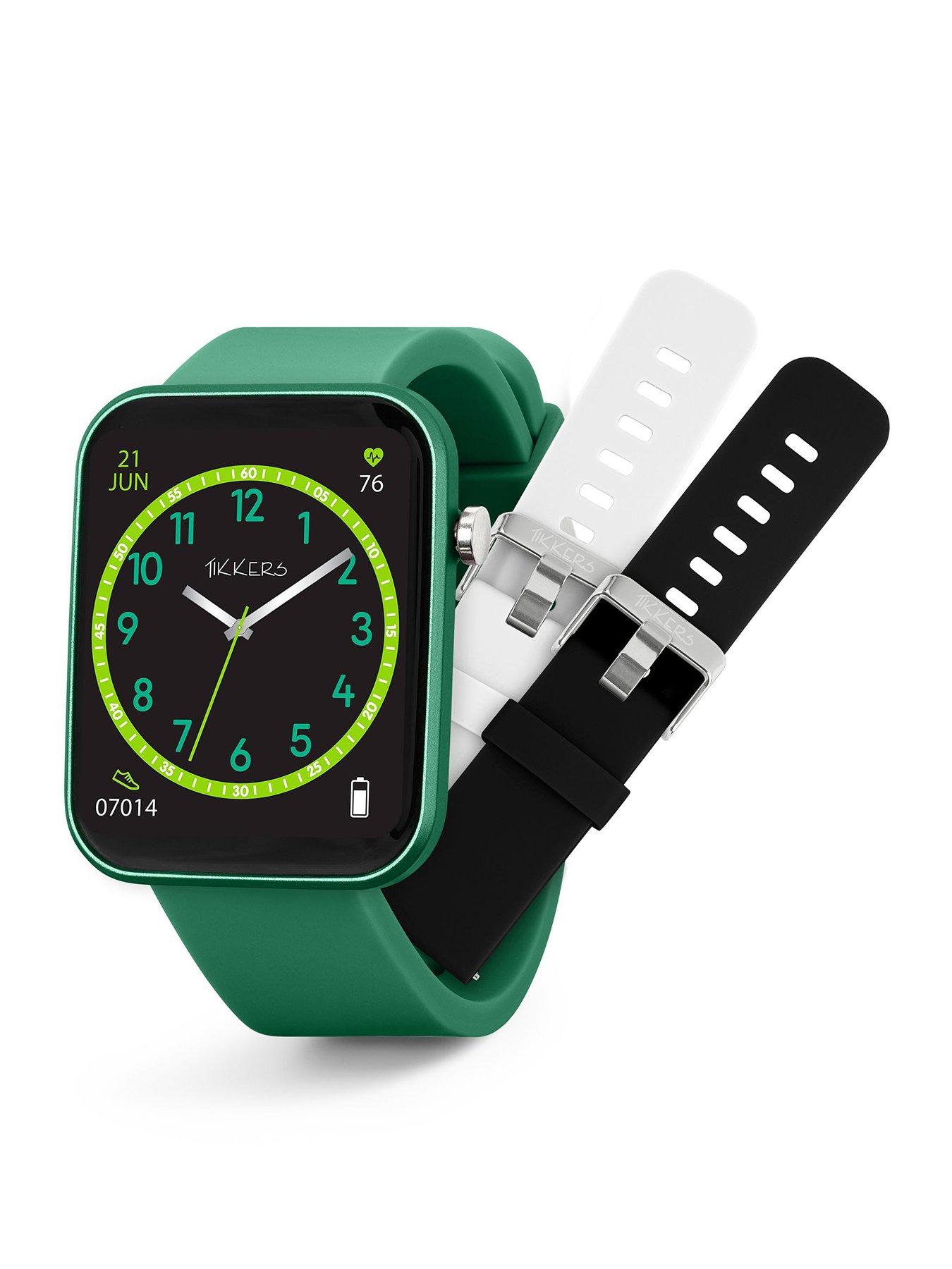 tikkers-smart-series-13-smart-watch-and-green-silicone-strap-set