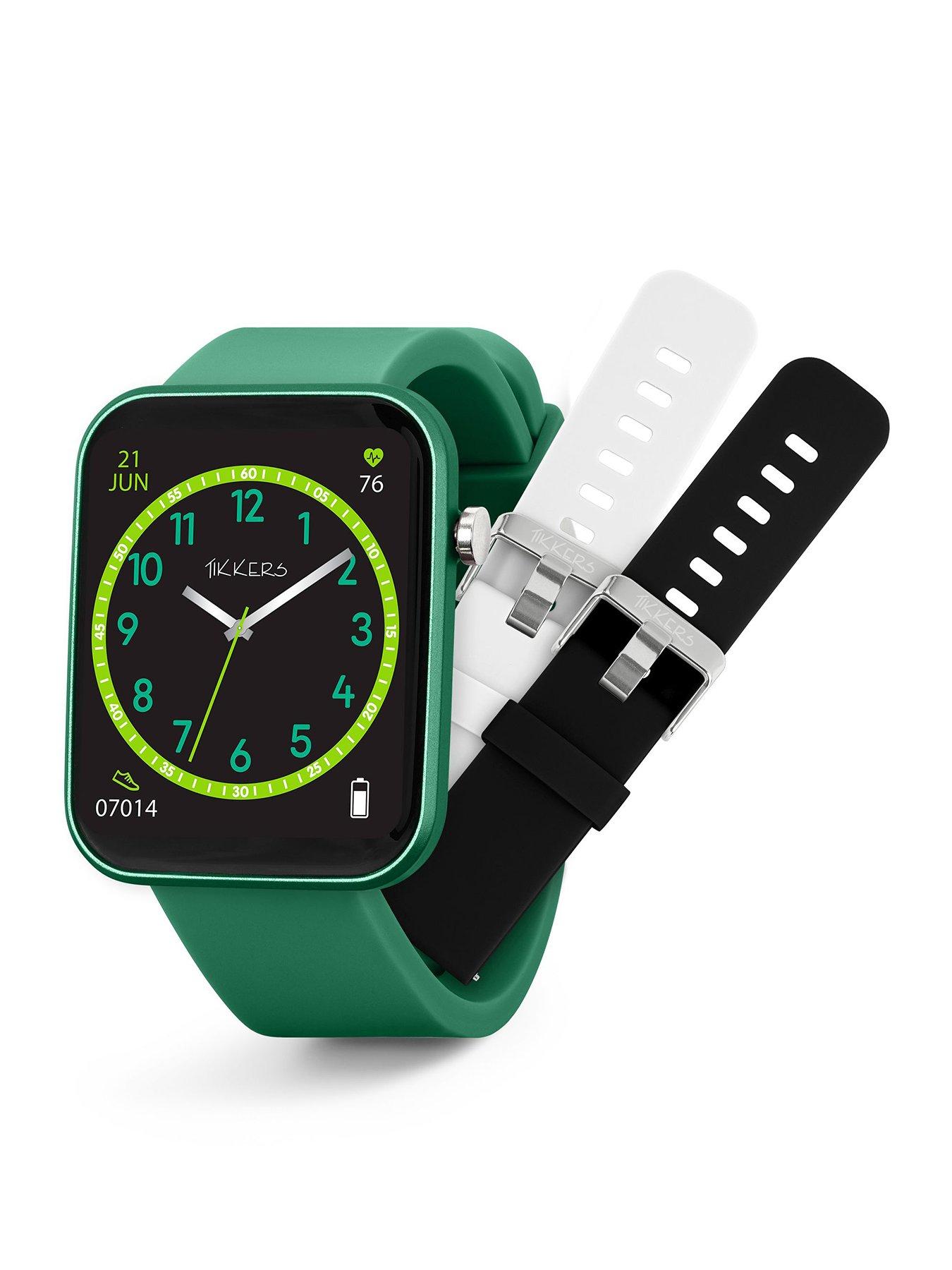 Tikkers Tikkers Smart Series 13 Smart Watch and Green Silicone Strap Set