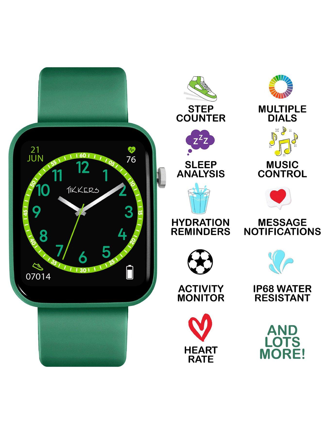 Image 2 of 6 of Tikkers Tikkers Smart Series 13 Smart Watch and Green Silicone Strap Set