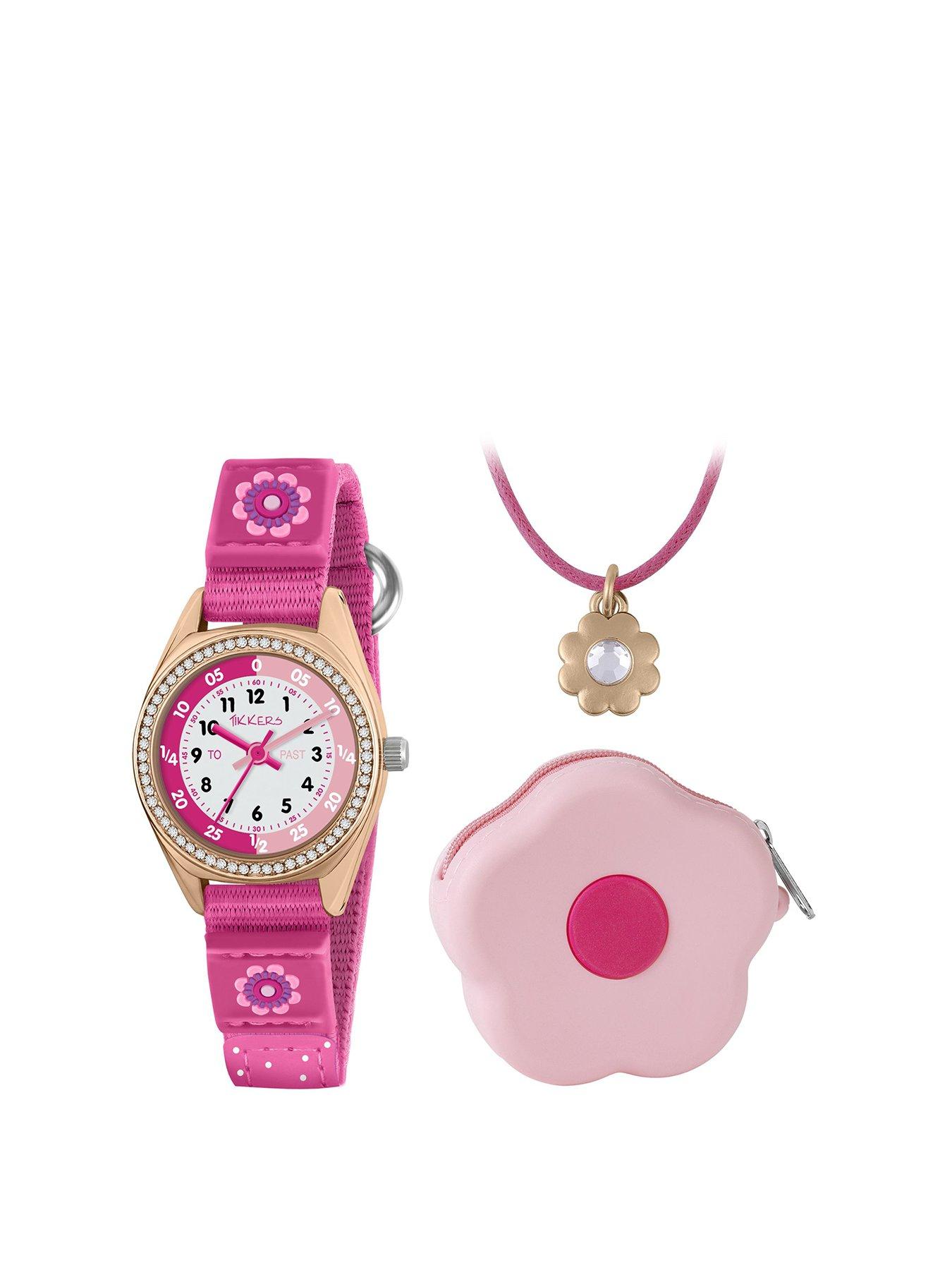Tikkers Tikkers Pink Flower Watch, Necklace and Purse Gift Set