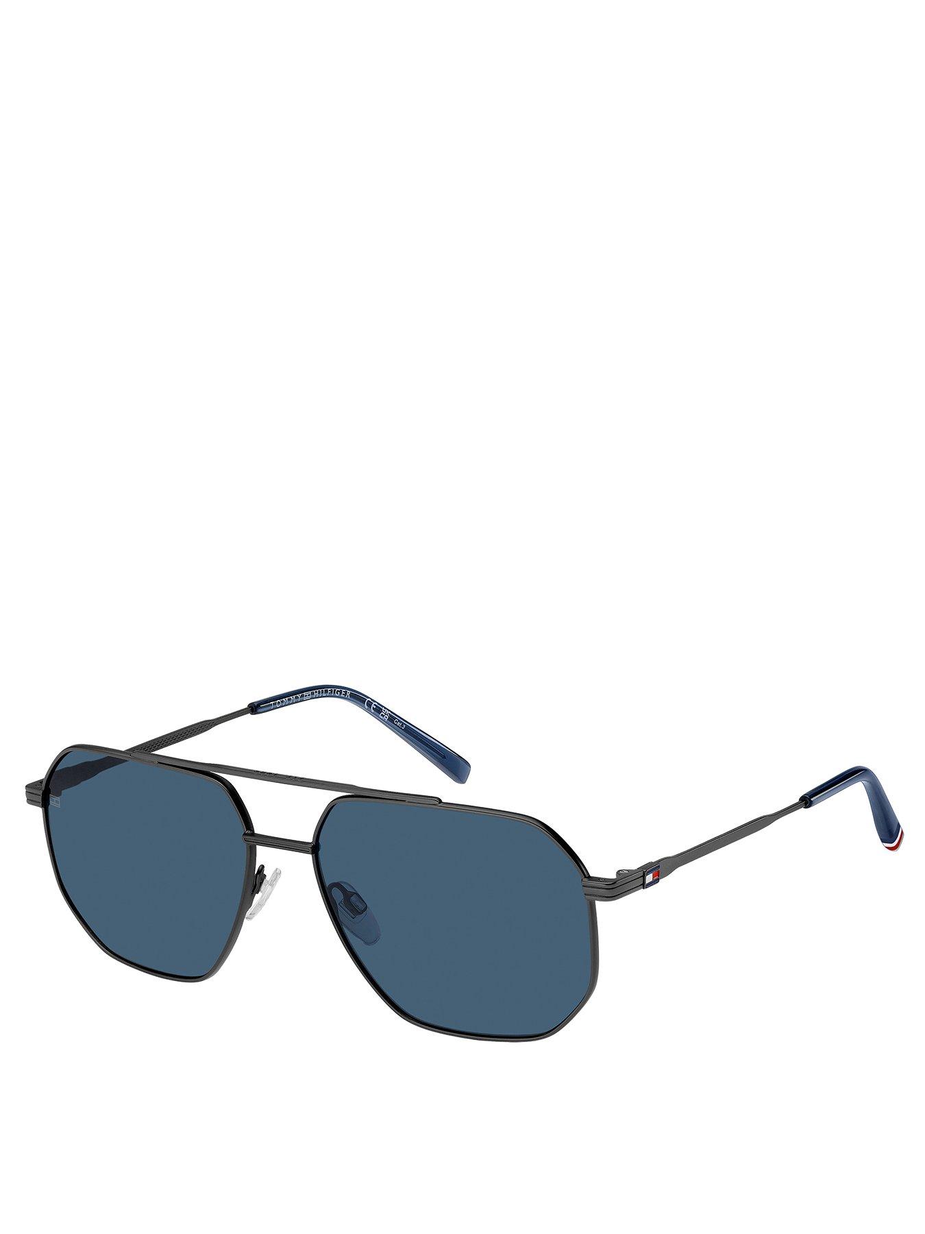 undefined Tommy Hilfiger Blue Metal Rectangular Sunglasses