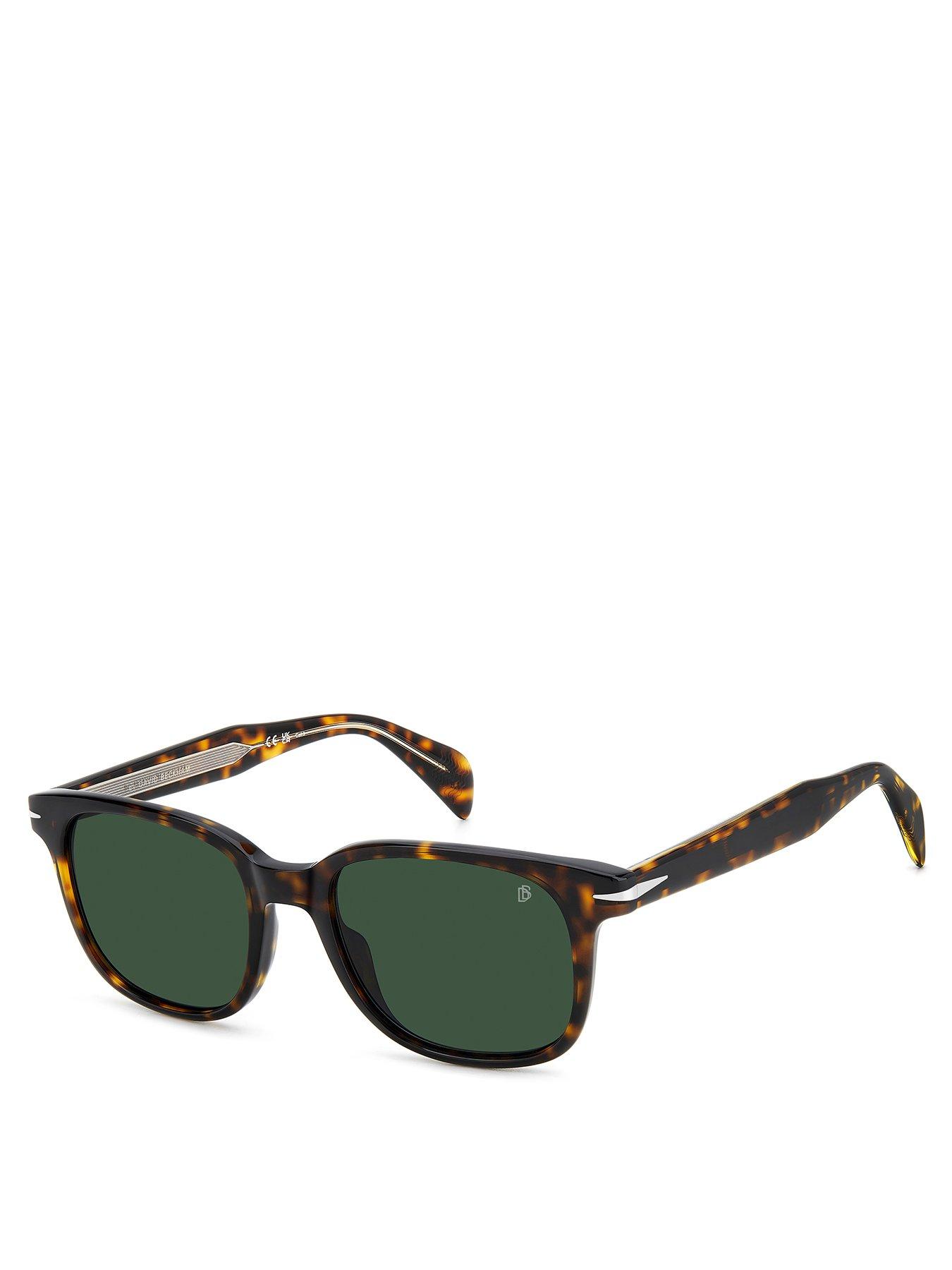 undefined Eyewear By David Beckham Green Acetate Rectangular Sunglasses