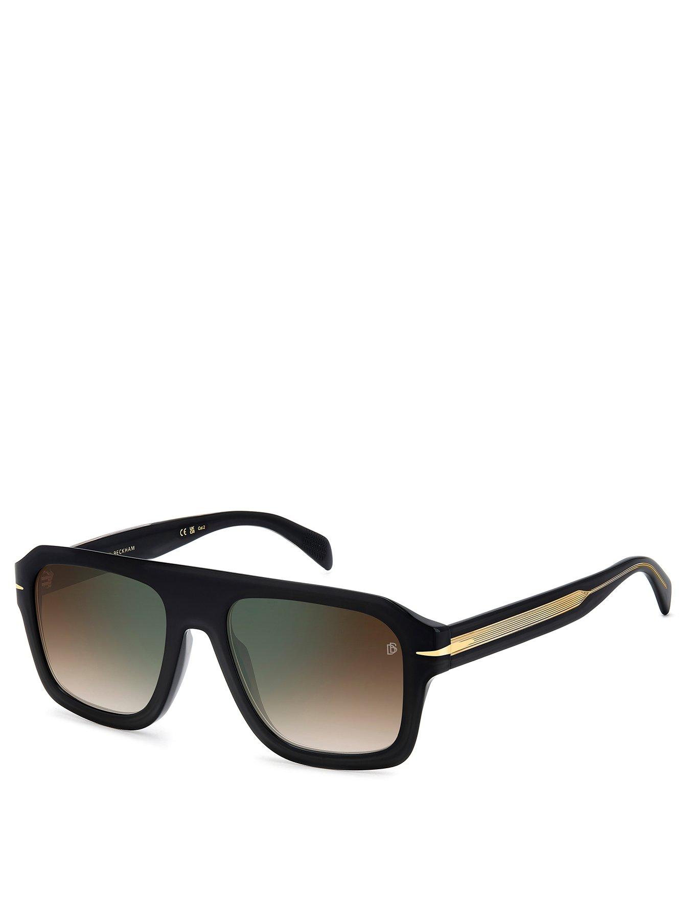 Eyewear by David Beckham Eyewear By David Beckham Gold Acetate Rectangular Sunglasses