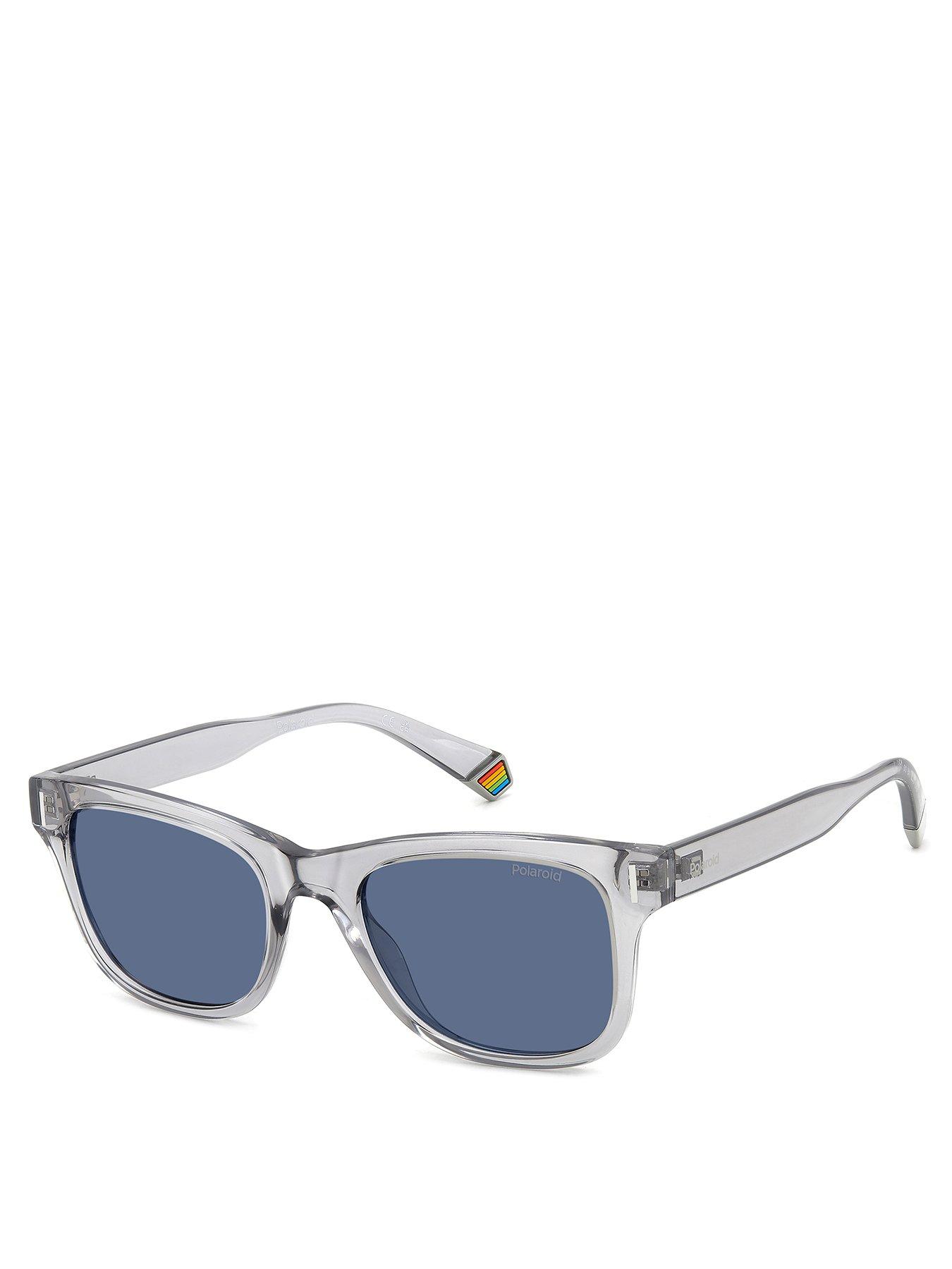 Image of Polaroid Poloroid Blue Pz Clear Rim Rectangular Sunglasses