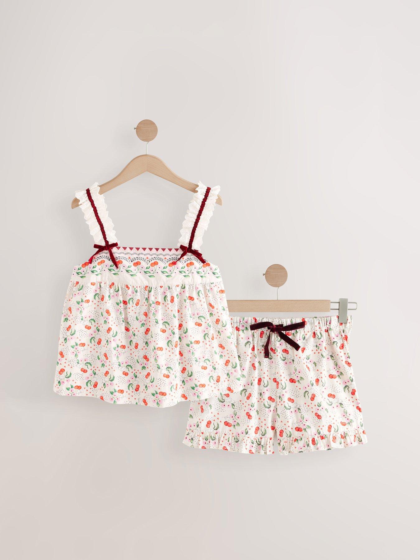 Image 1 of 3 of Cath Kidston Cami and Shorts Cherry Print Pyjamas Set - White