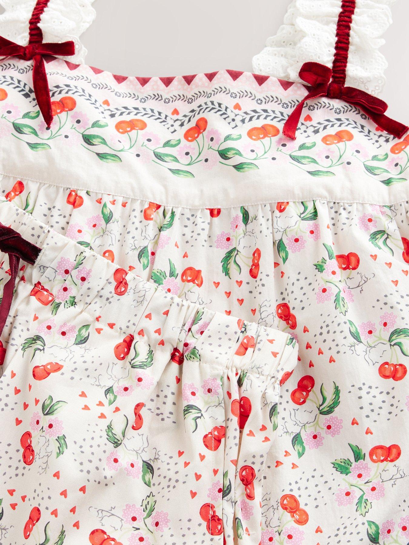 Image 2 of 3 of Cath Kidston Cami and Shorts Cherry Print Pyjamas Set - White