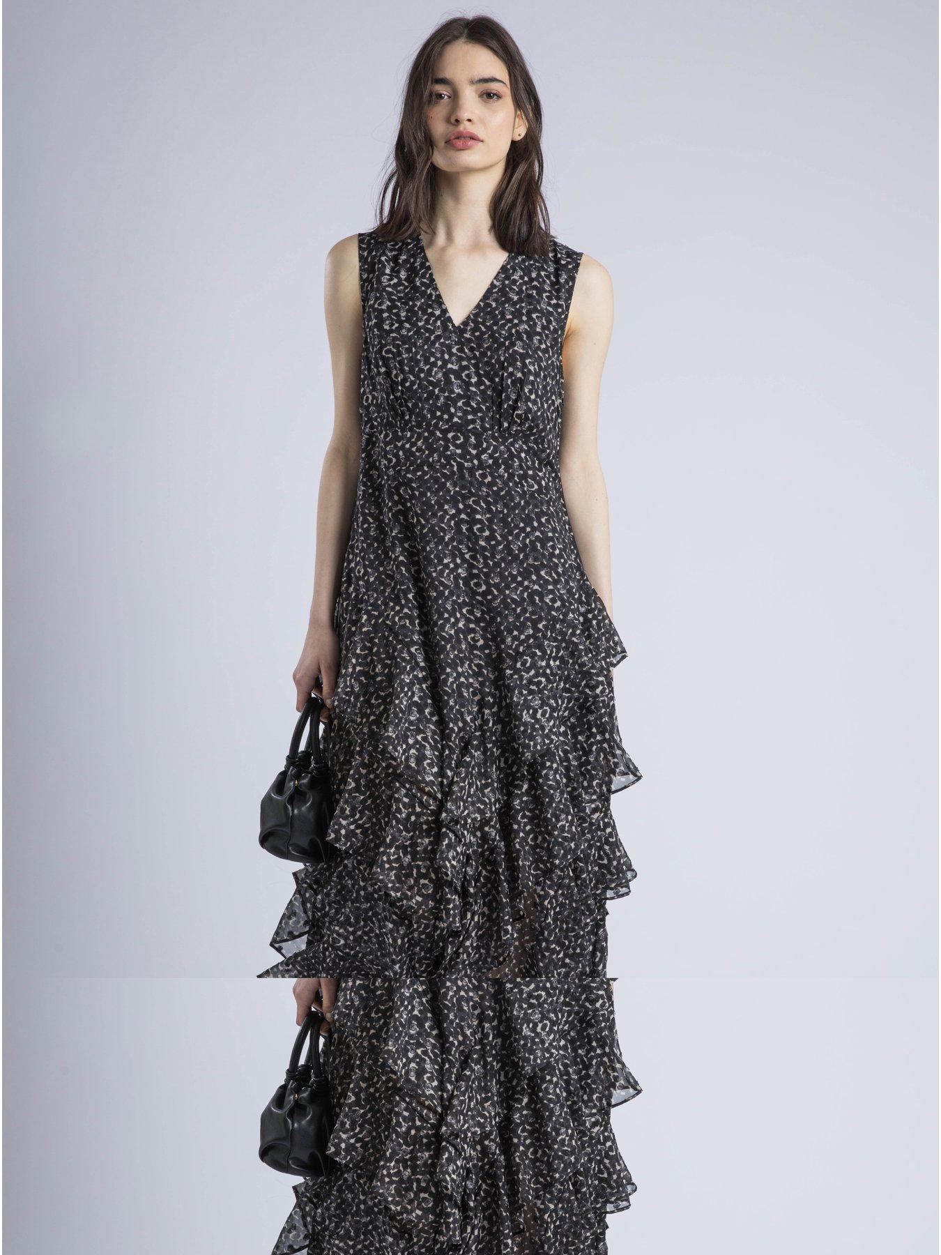 Religion Maya Maxi Shirt Dress In Cute Polkadot - Black