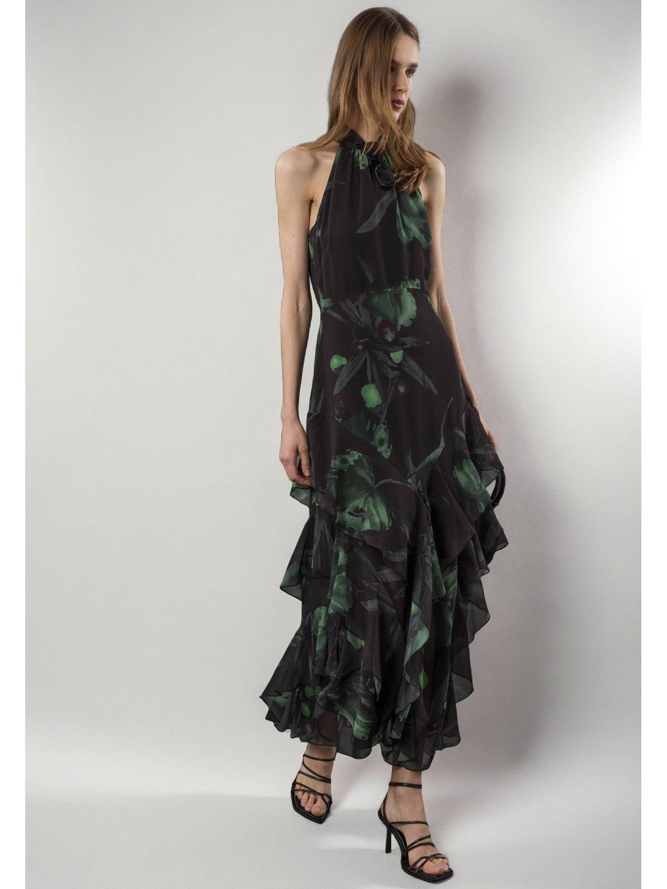 Image 3 of 6 of Religion Taylor Maxi Dress With Full Frill Skirt - Green