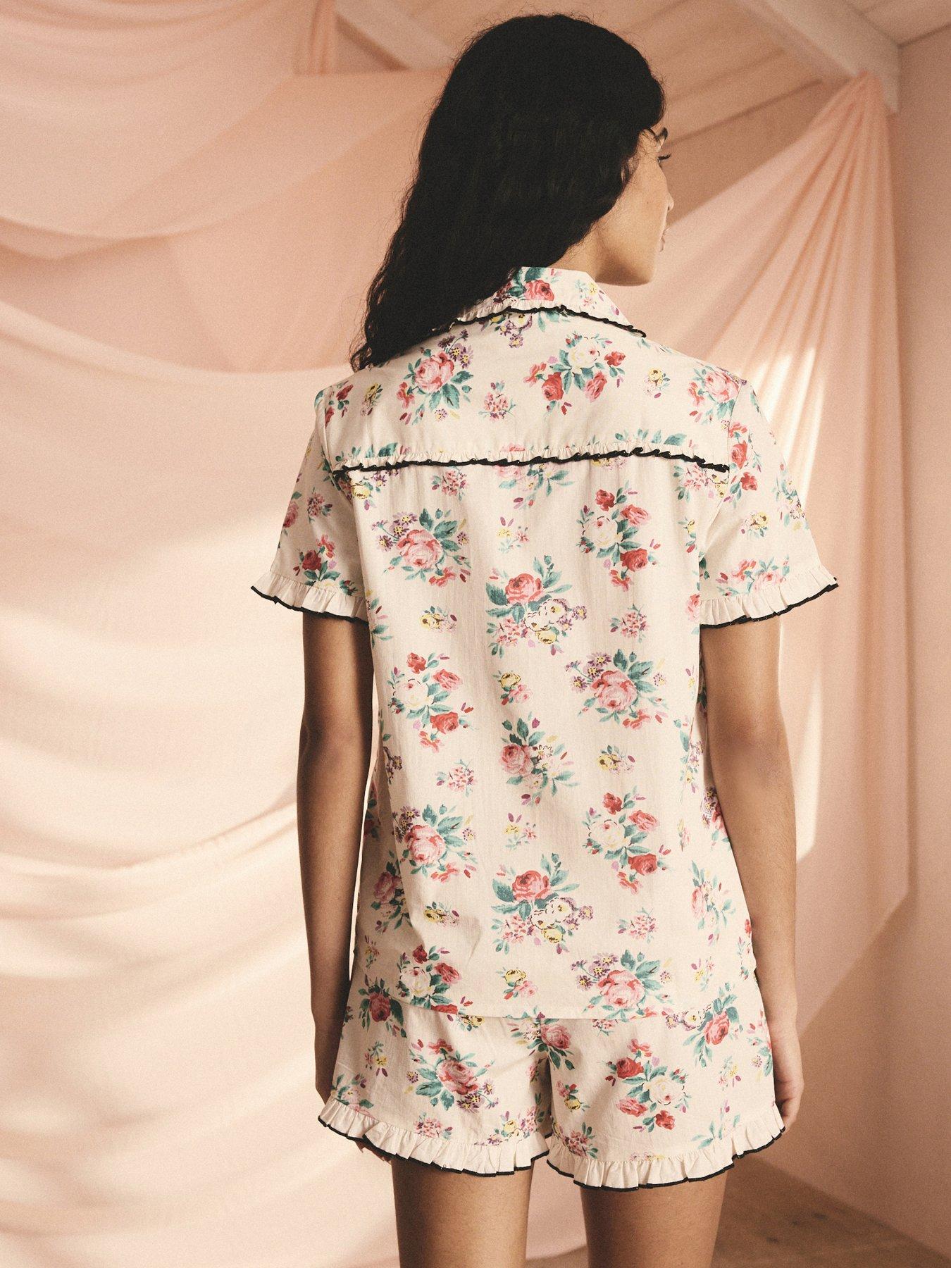 Image 2 of 3 of Cath Kidston Icon Bunches Short Button Up Pyjamas - Cream