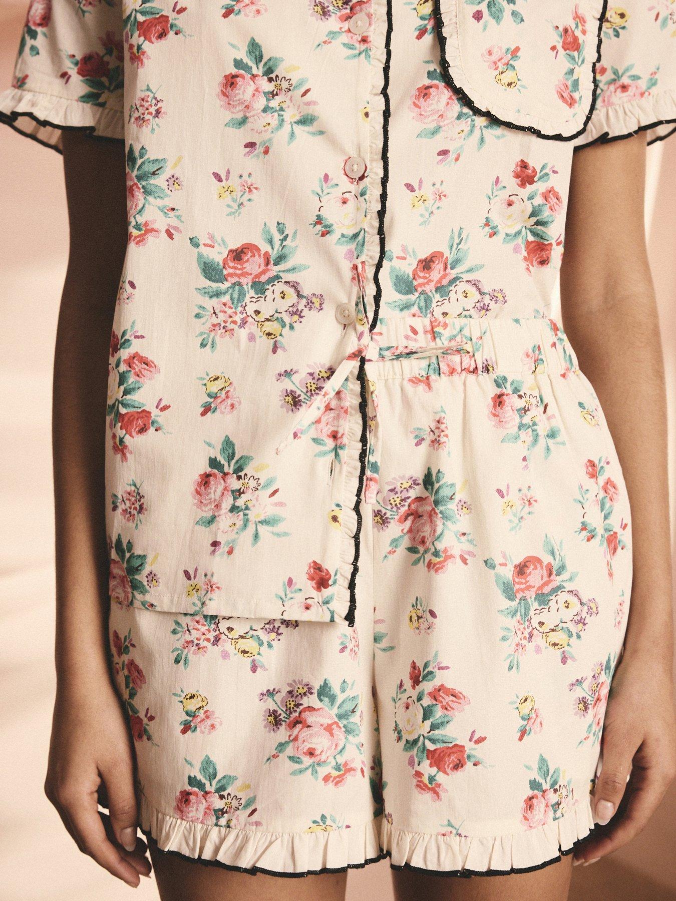 Image 3 of 3 of Cath Kidston Icon Bunches Short Button Up Pyjamas - Cream