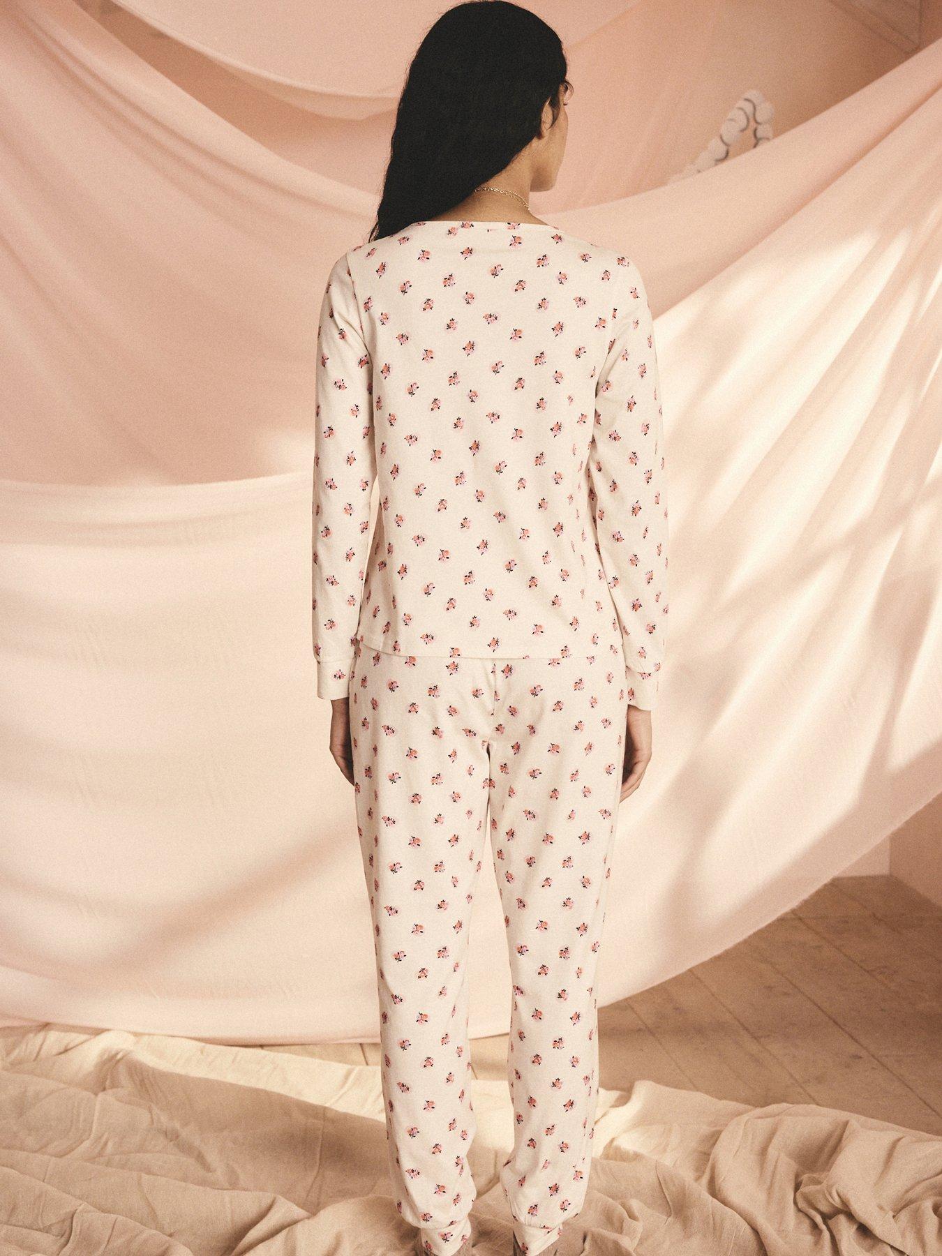 Image 2 of 4 of Cath Kidston Rose Print Pyjamas Set - Cream