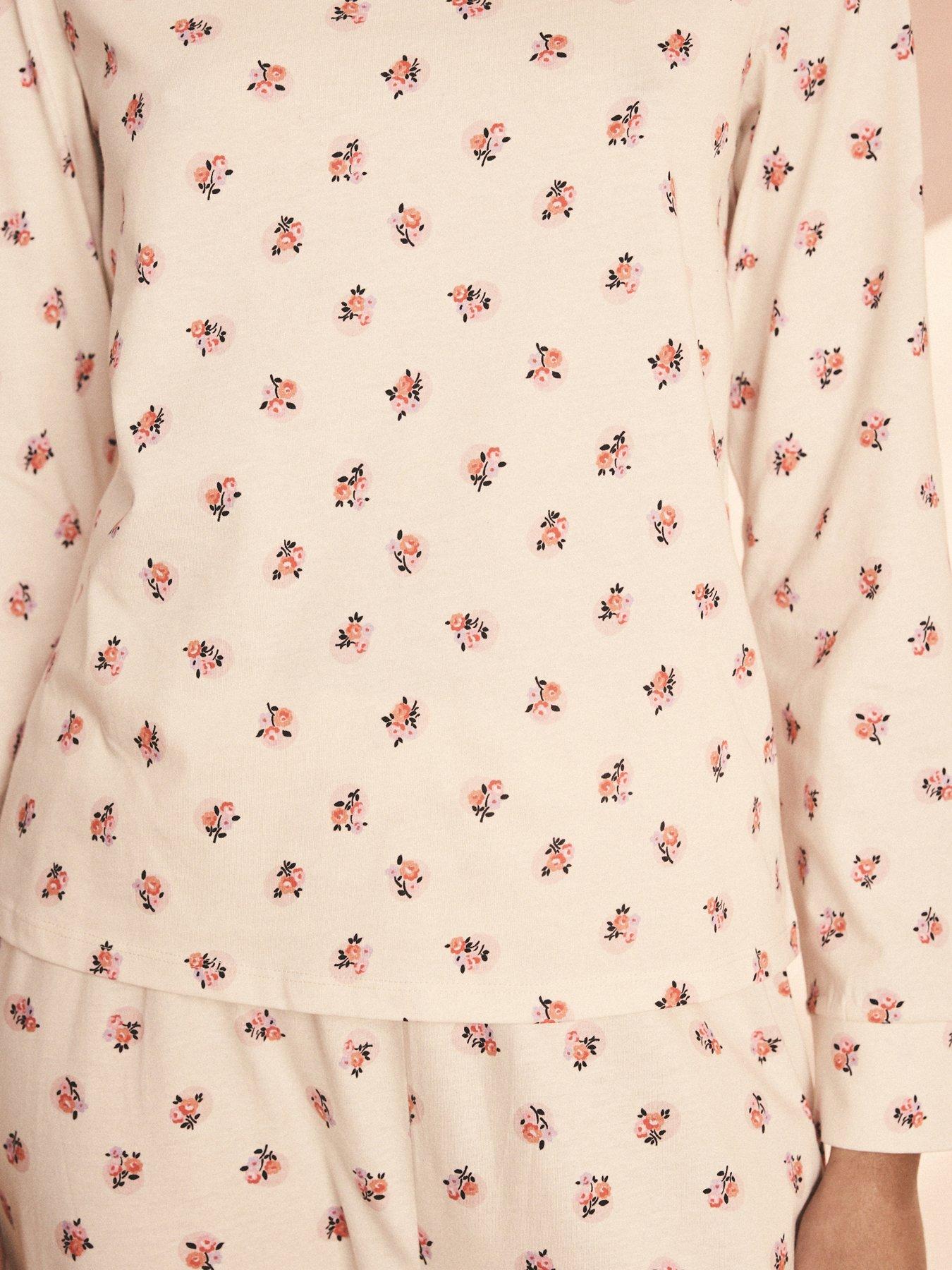 Image 4 of 4 of Cath Kidston Rose Print Pyjamas Set - Cream