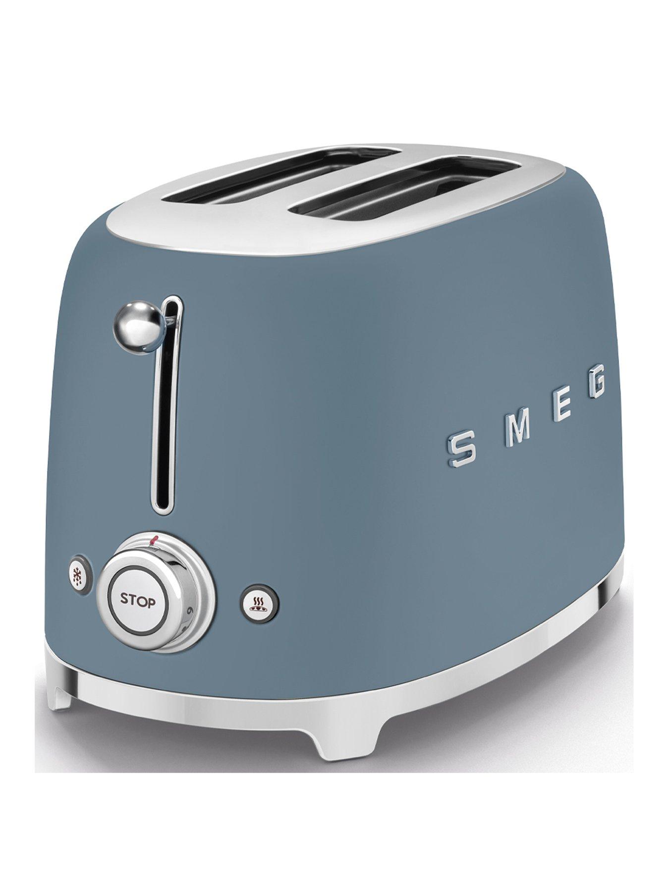Image of Smeg TSF01 Retro Style 2 Slice Toaster, 950W - Storm Blue