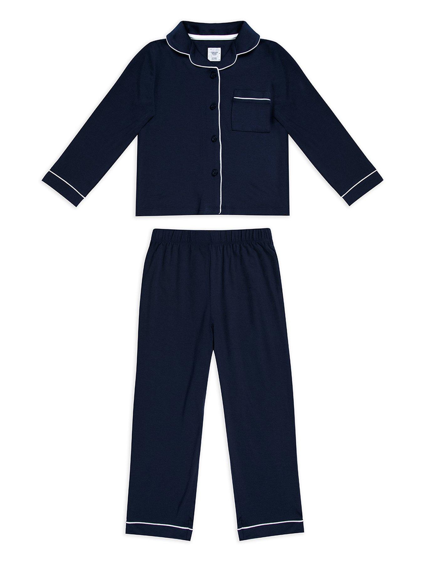 chelsea-peers-kids-unisex-modal-button-up-long-pyjamas-navy