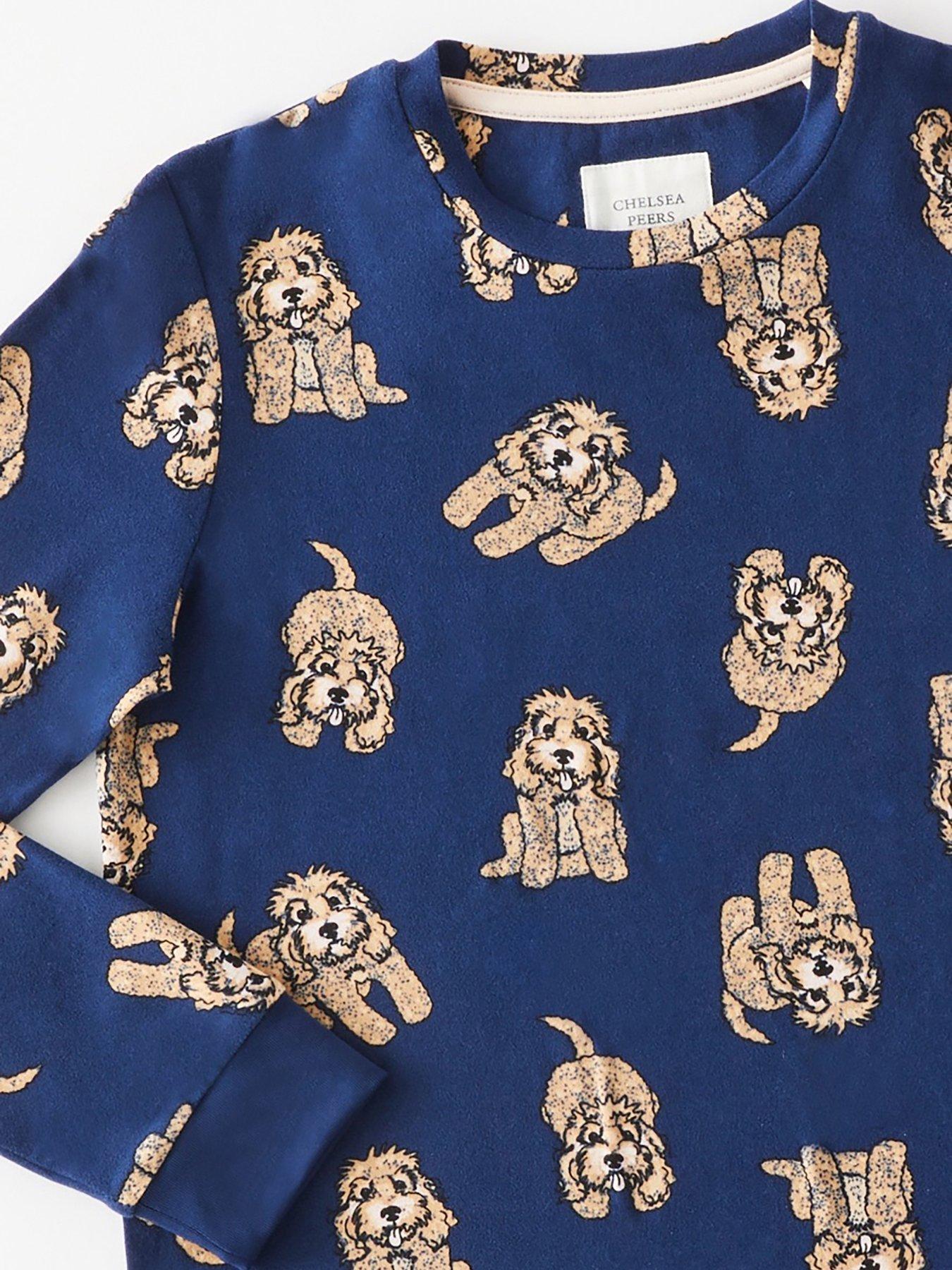Image 2 of 3 of CHELSEA PEERS Kids Unisex Cockapoo Print Long Pyjama Set - Navy