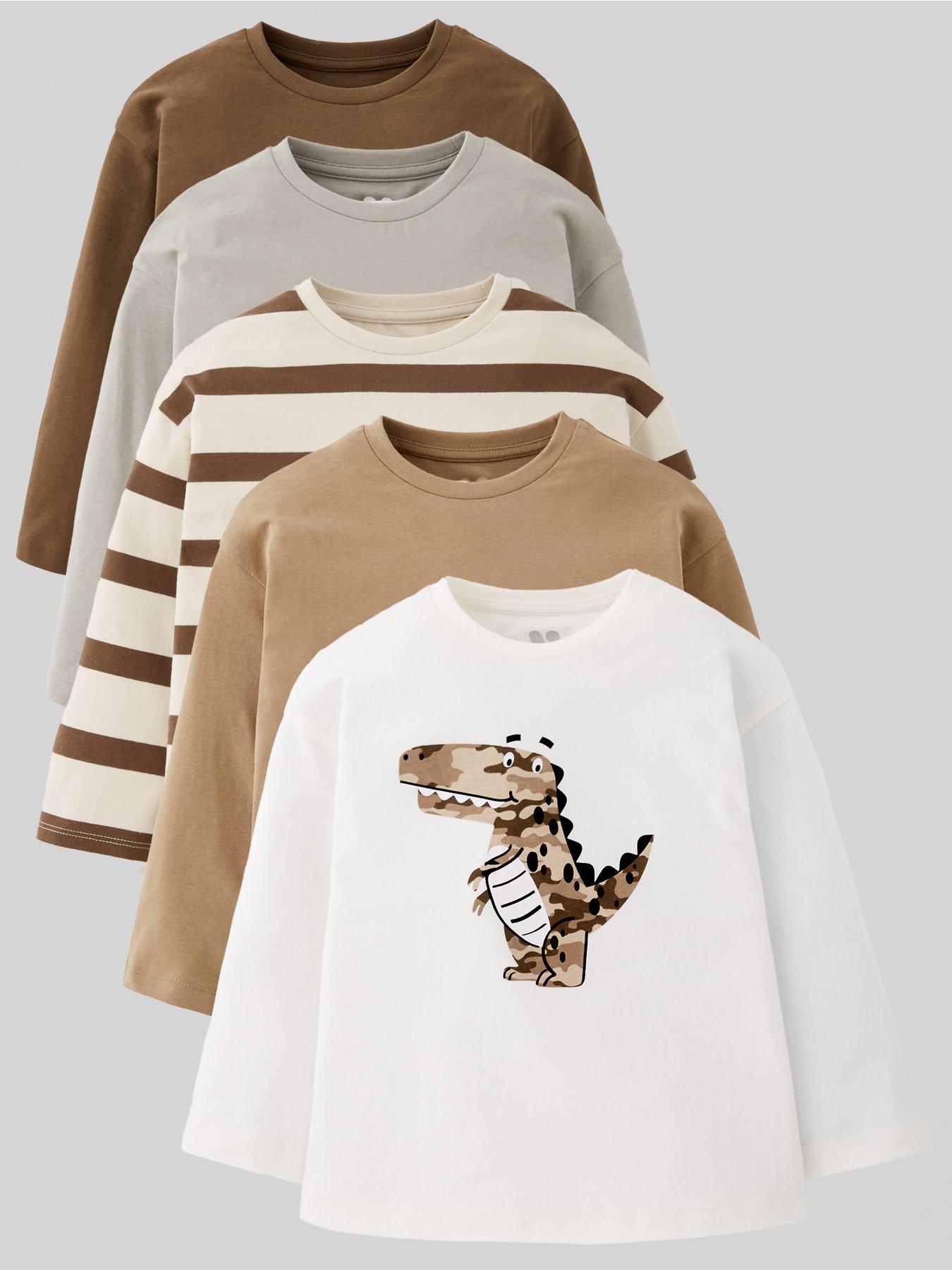 mini-v-by-very-boys-long-sleeve-5-pack-neutral-t-shirts-multi