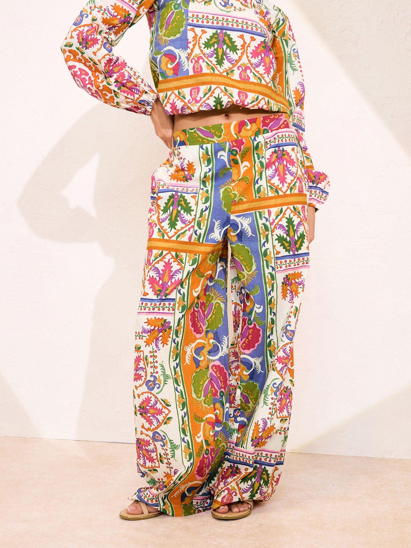 Image of PixieGirl Petite Scarf Print Wide Leg Trouser