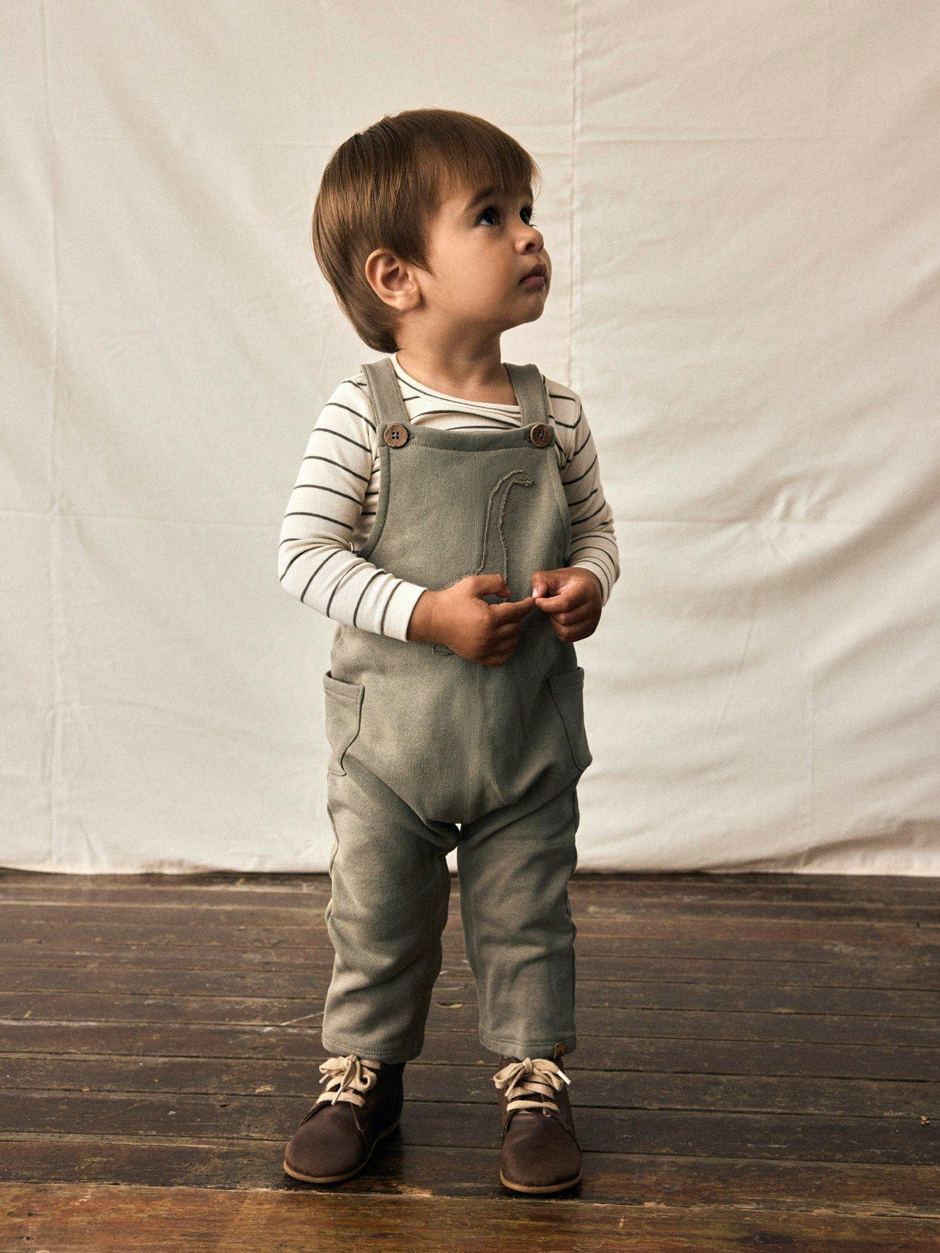 Lil Atelier Baby Boys Dino Embroidered Sweat Dungarees - Overland Trek