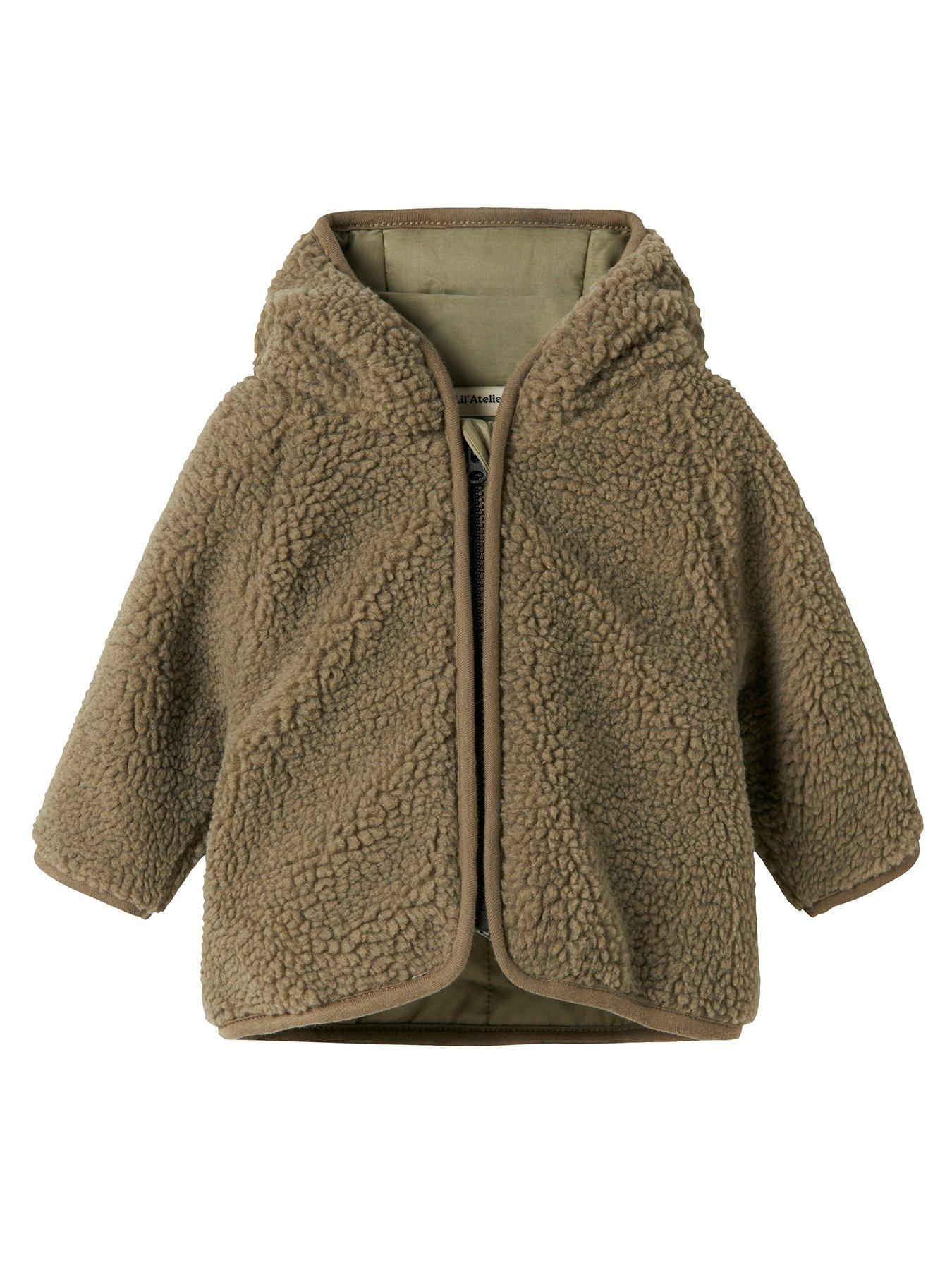 Lil Atelier Baby Boys Fleece Hooded Jacket - Green