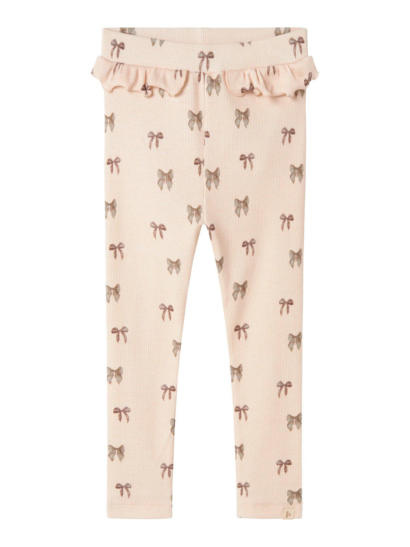Lil Atelier Mini Girls Bow Print Leggings - Light Pink