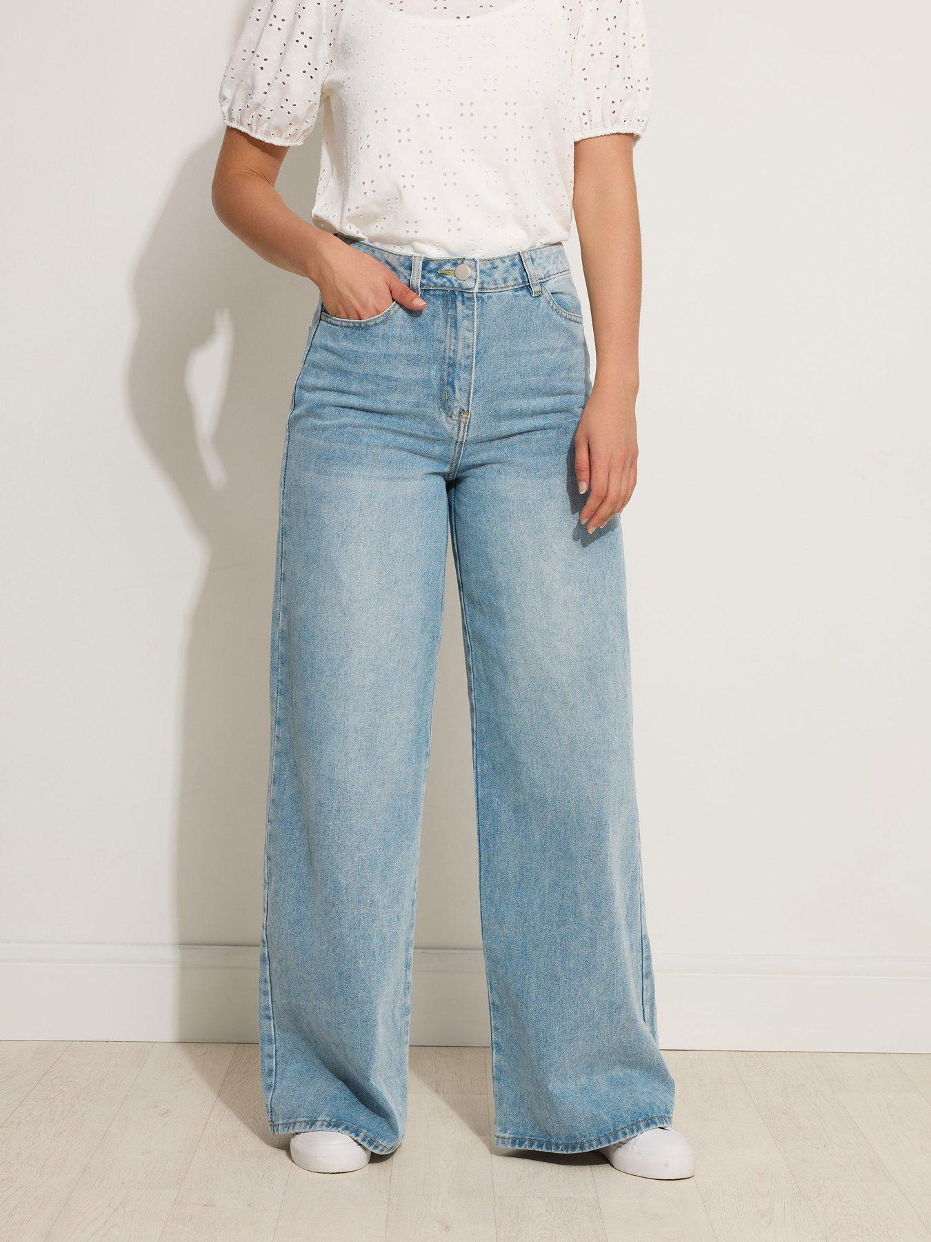 Long Tall Sally Light Wash Palazzo Jean 34" - Blue