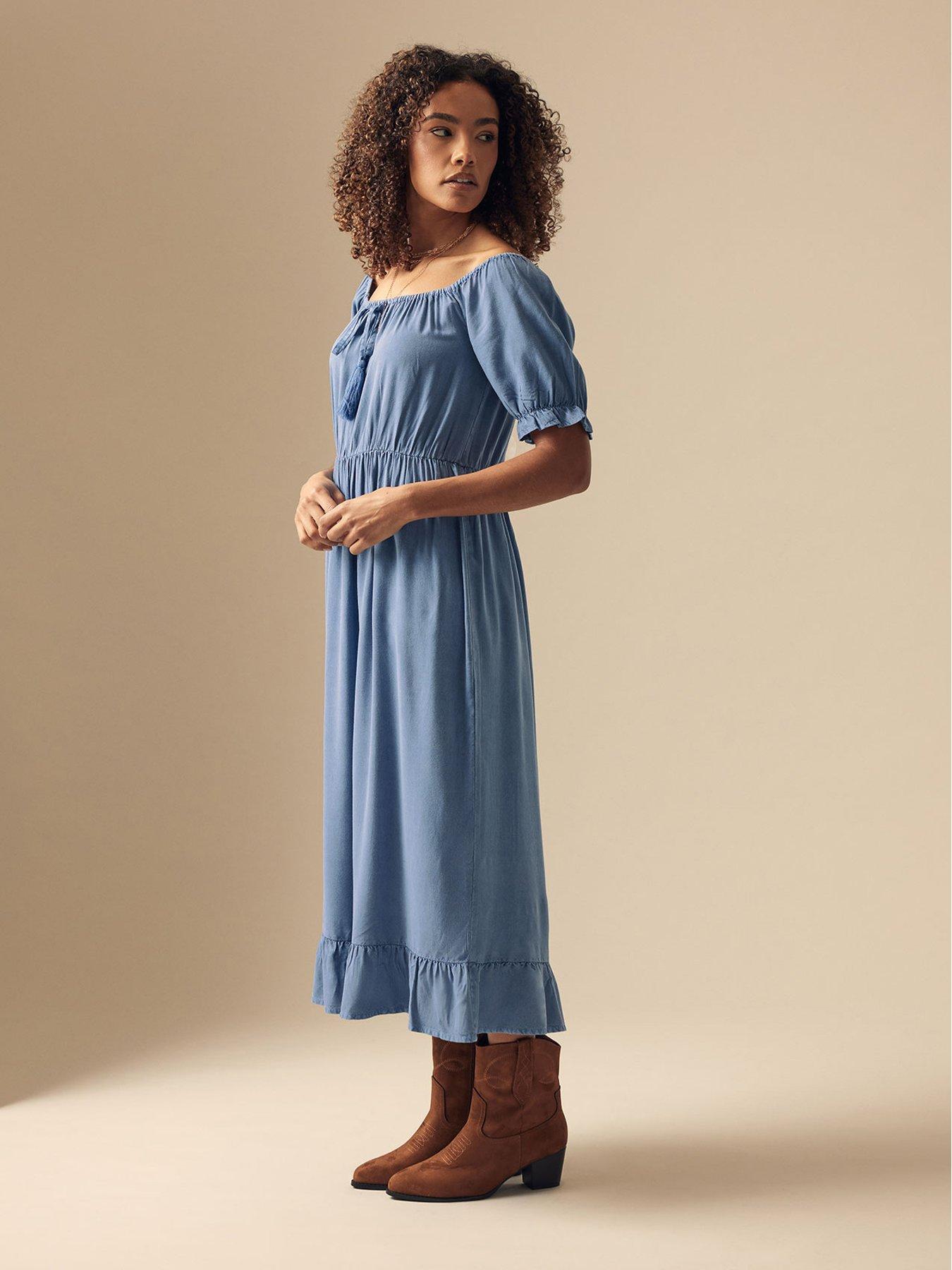 Image of M&Co Acid Wash Tassel Detail Dress