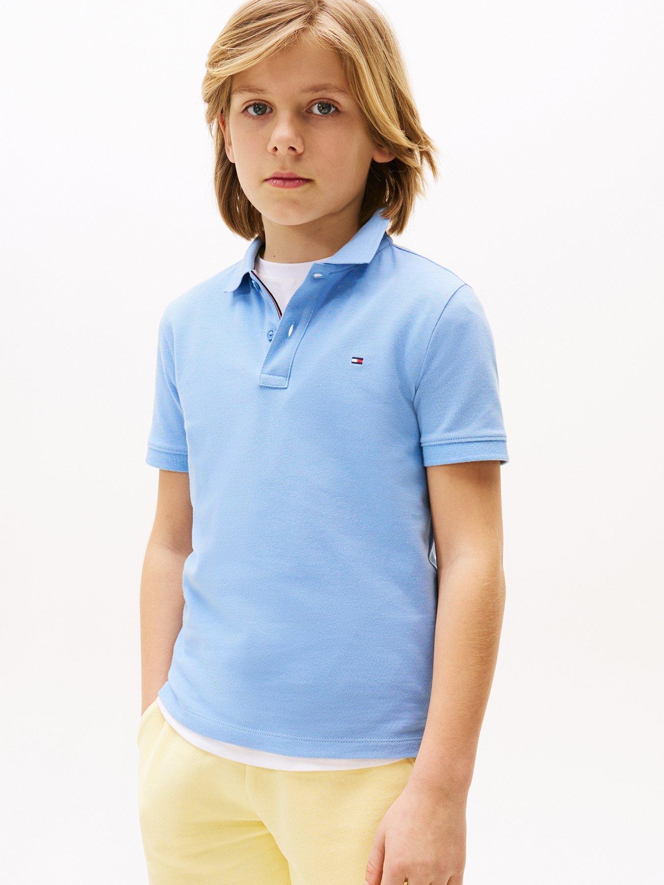 undefined Boys Flag Logo Short Sleeve Polo Shirt - Blue