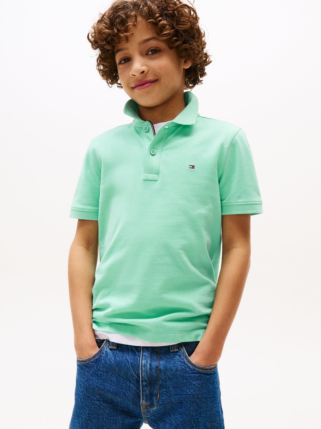 Tommy Hilfiger Boys Flag Logo Short Sleeve Polo Shirt Green