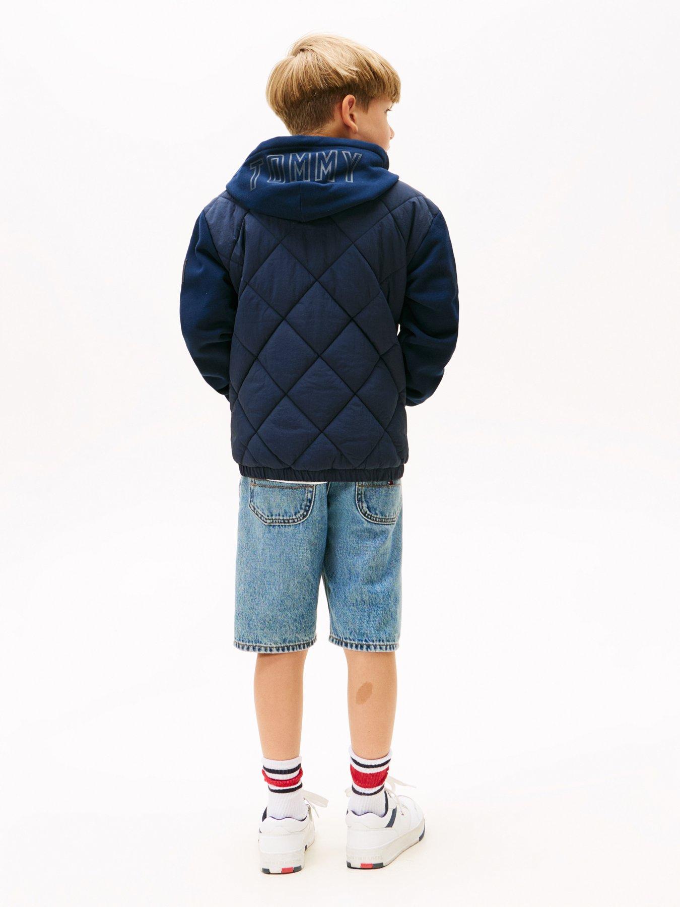 Image 2 of 4 of Tommy Hilfiger Boys Mix Media Quilted Jacket - Navy