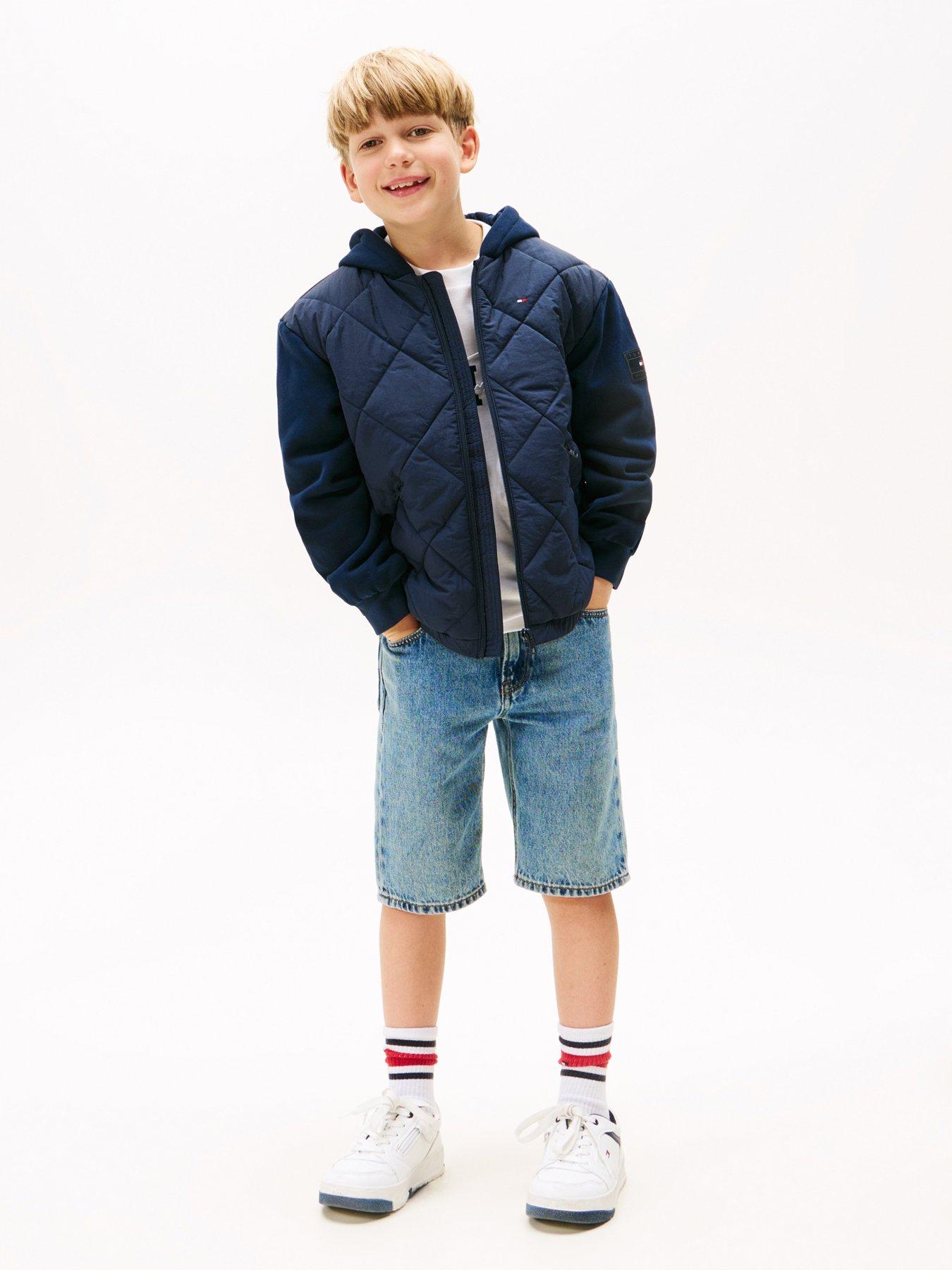 Image 3 of 4 of Tommy Hilfiger Boys Mix Media Quilted Jacket - Navy