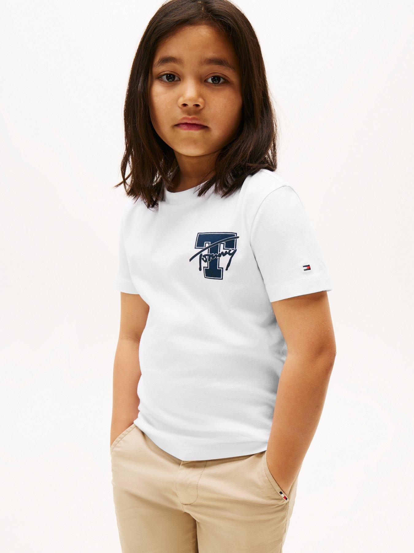 Tommy Hilfiger Boys Varsity Graphic Print Short Sleeve T-Shirt - White