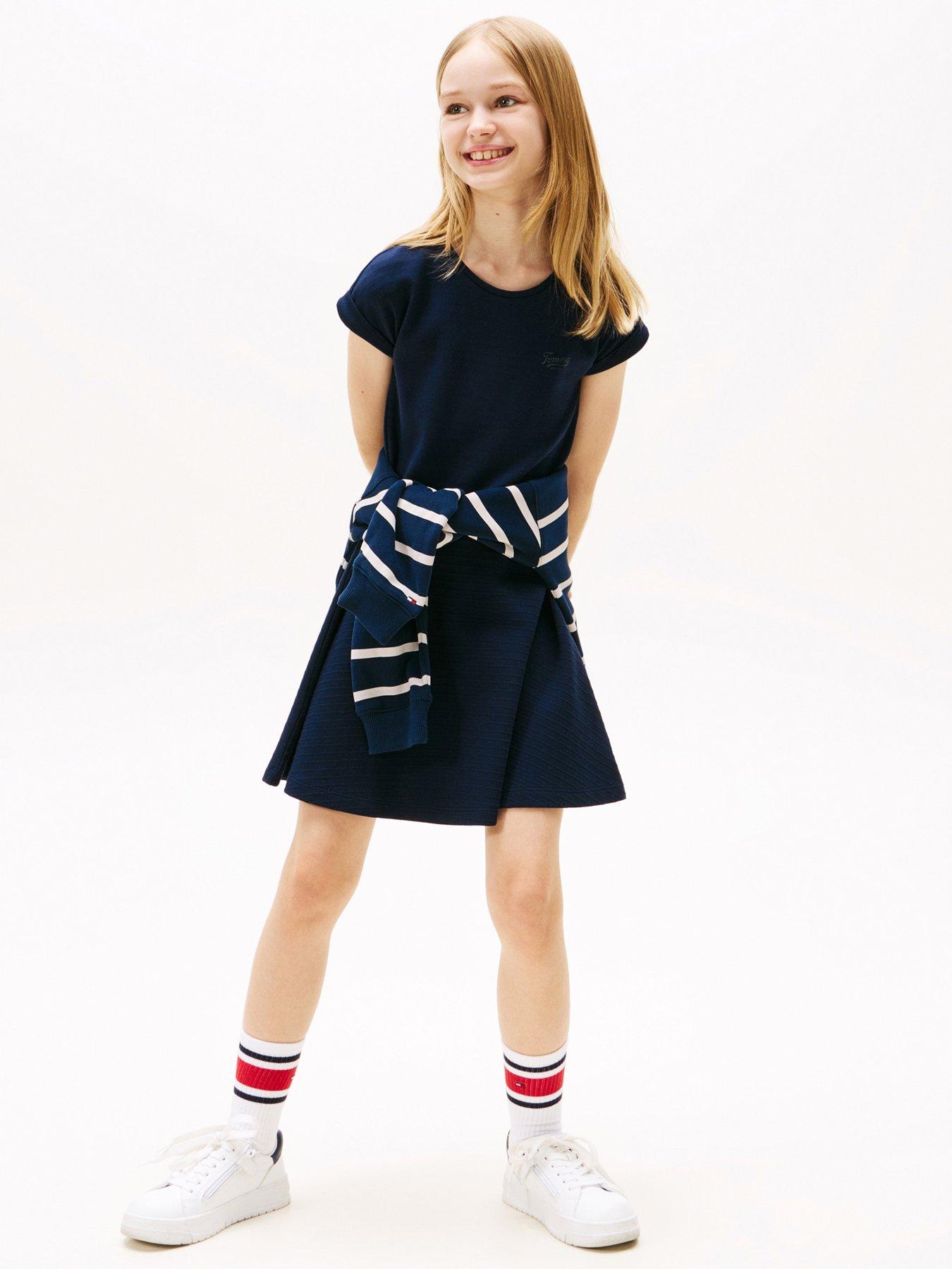 Tommy Hilfiger Girls Spacer Interlock Dress - Navy