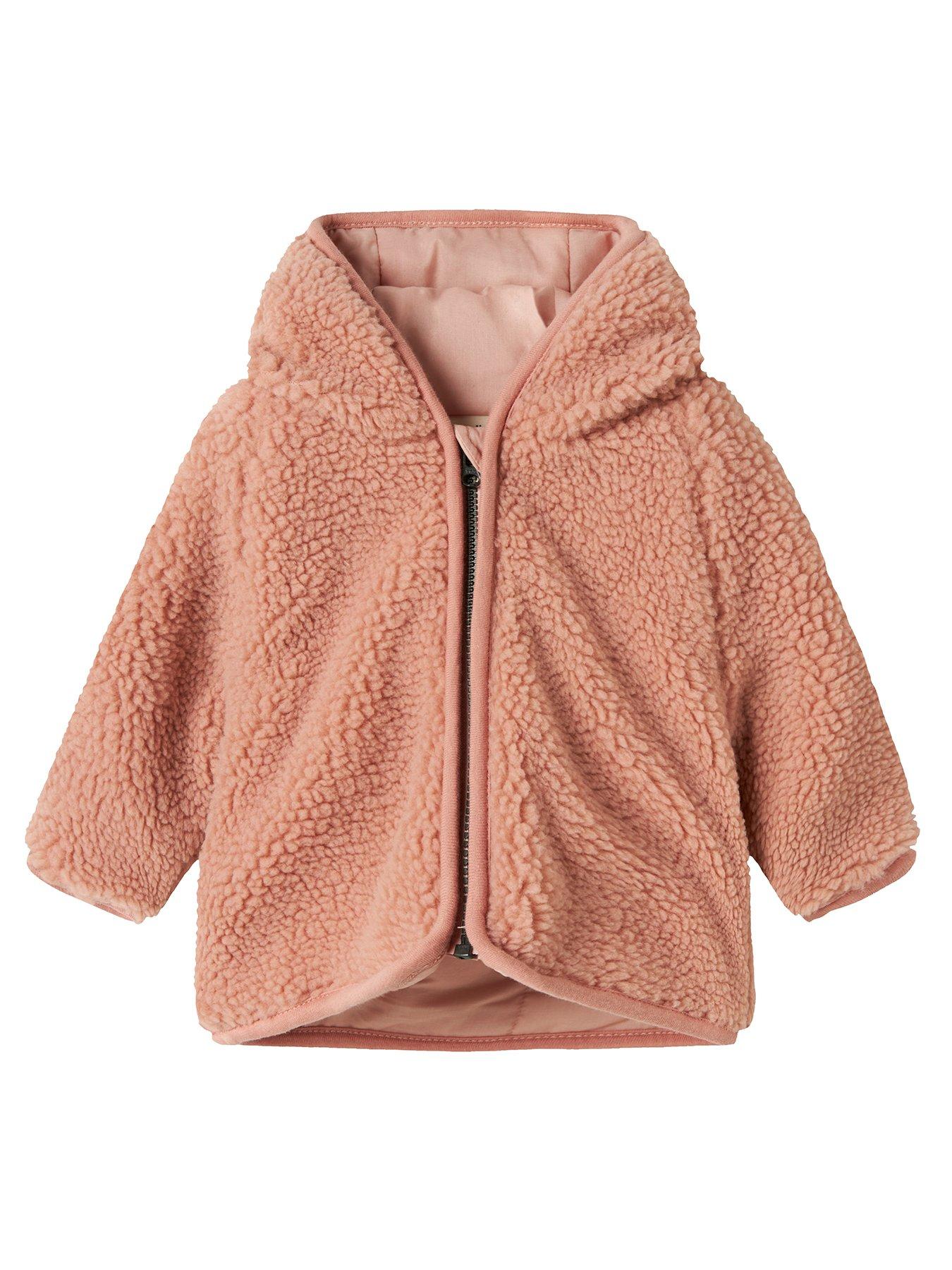 Lil Atelier Baby Girls Fleece Hooded Jacket - Pink