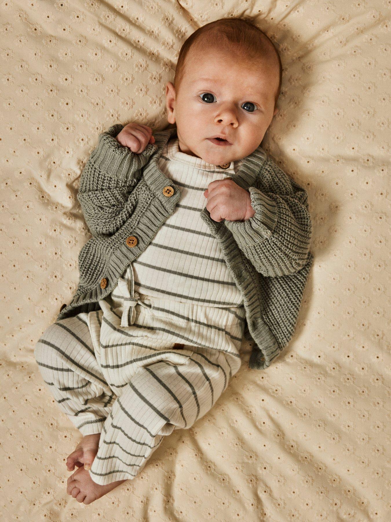 Lil Atelier Baby Boys Striped Long Sleeve Bodysuit - Coconut Milk