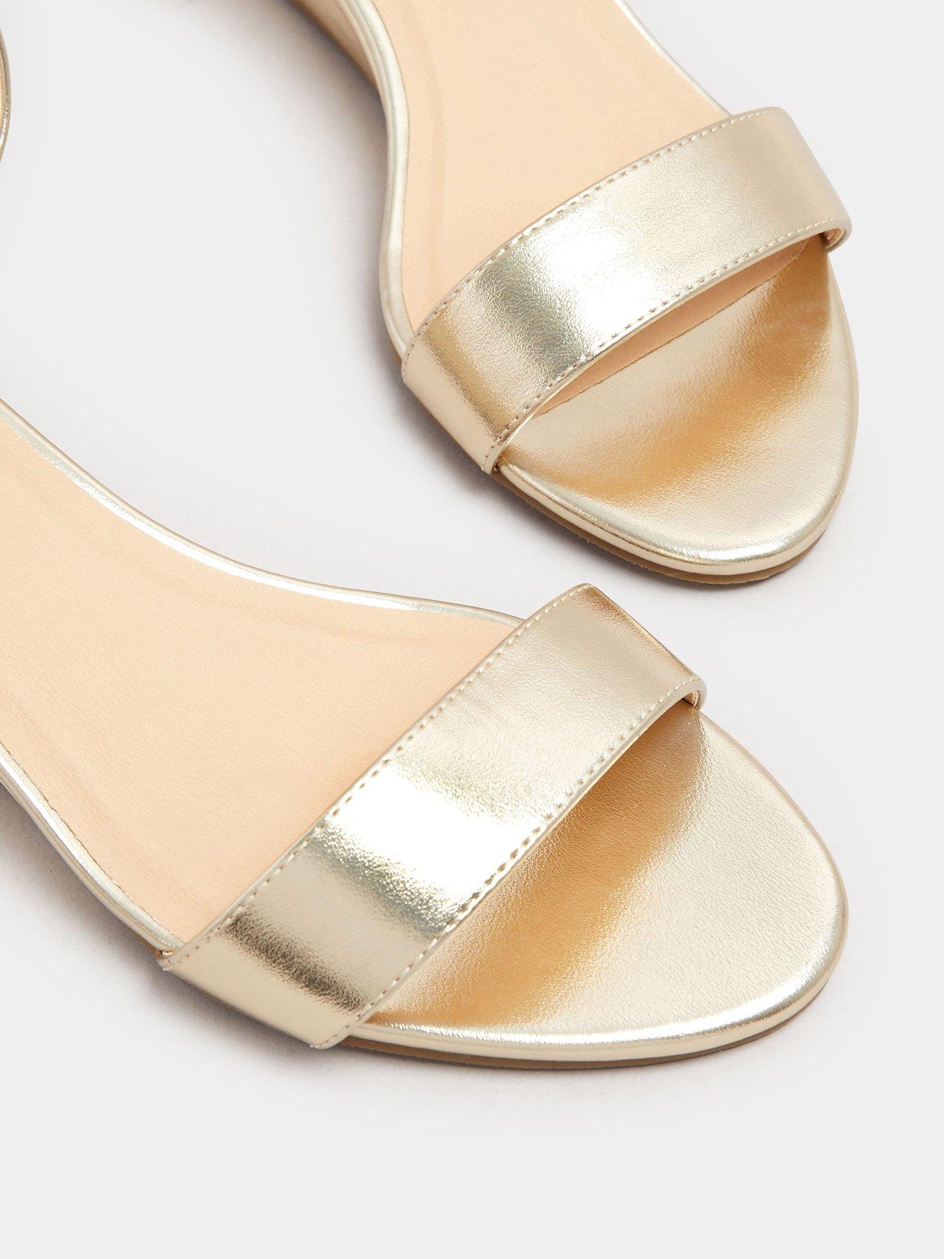 Image 4 of 4 of Yours Extra Wide Fit Faux Leather Low Wedge Sandals - Gold